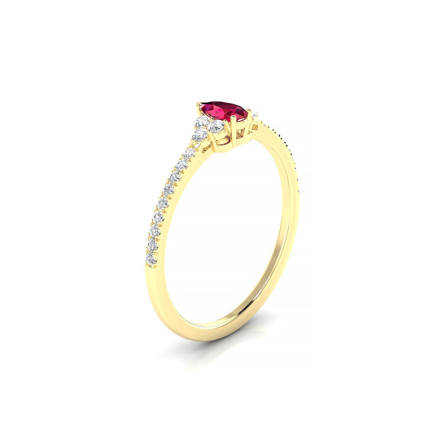 Reverie | 18k Yellow Gold 5 x 3 mm Pear Ruby Ring