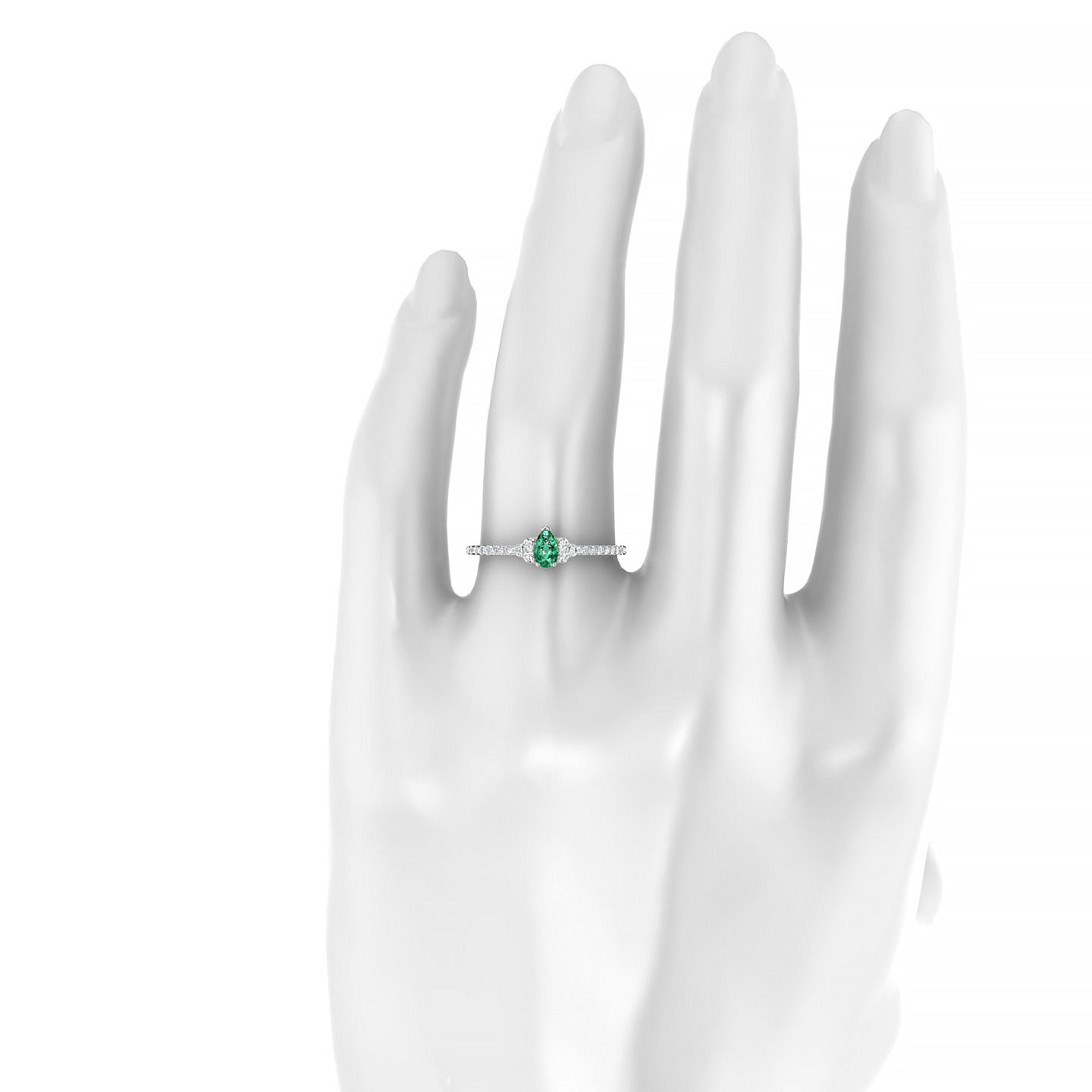 Reverie | 18k White Gold 5 x 3 mm Pear Emerald Ring
