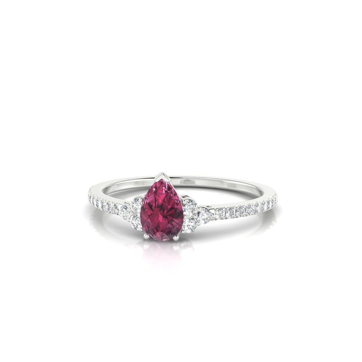 Reverie | 18k White Gold 6 x 4 mm Pear Rhodolite Ring