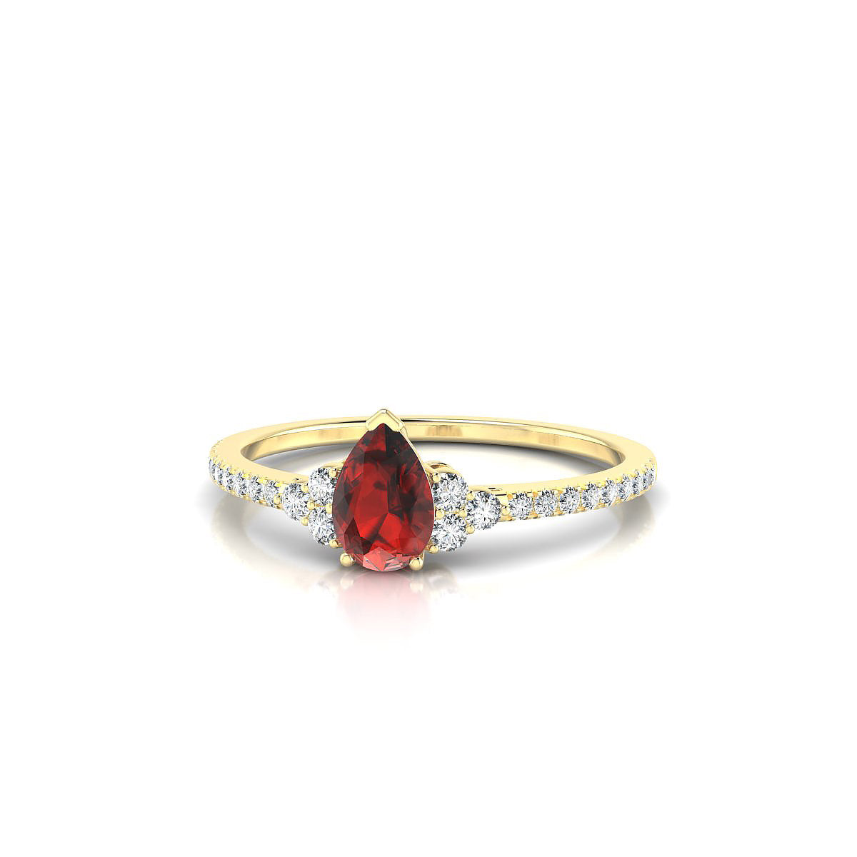 Reverie | 18k Yellow Gold 6 x 4 mm Pear Garnet Ring