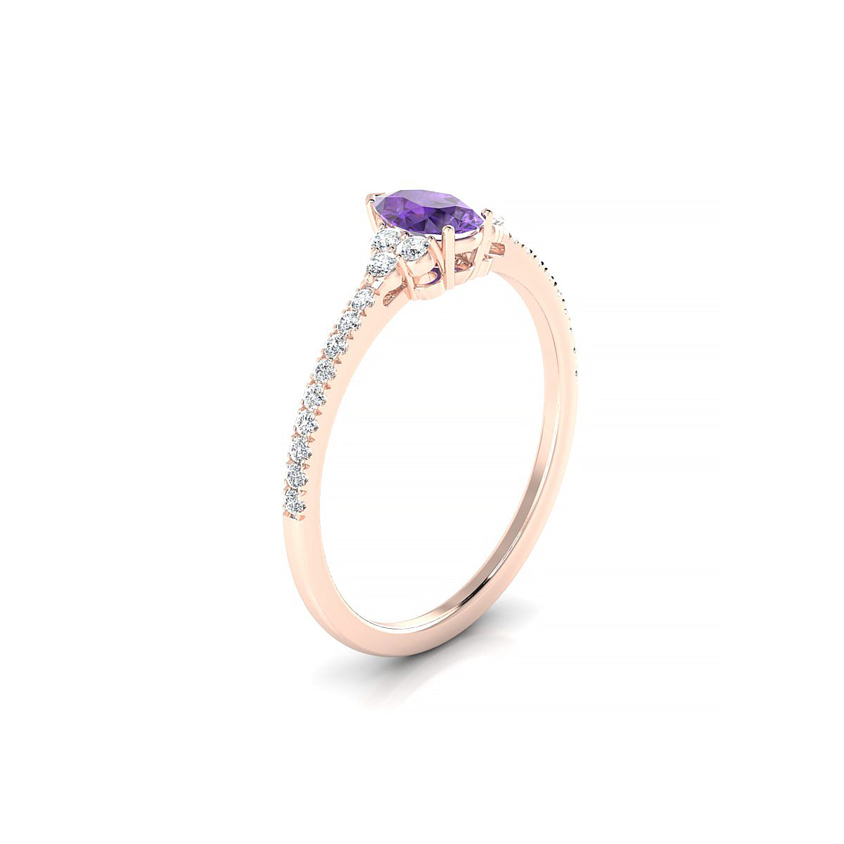 Reverie | 18k Rose Gold 6 x 4 mm Pear Amethyst Ring