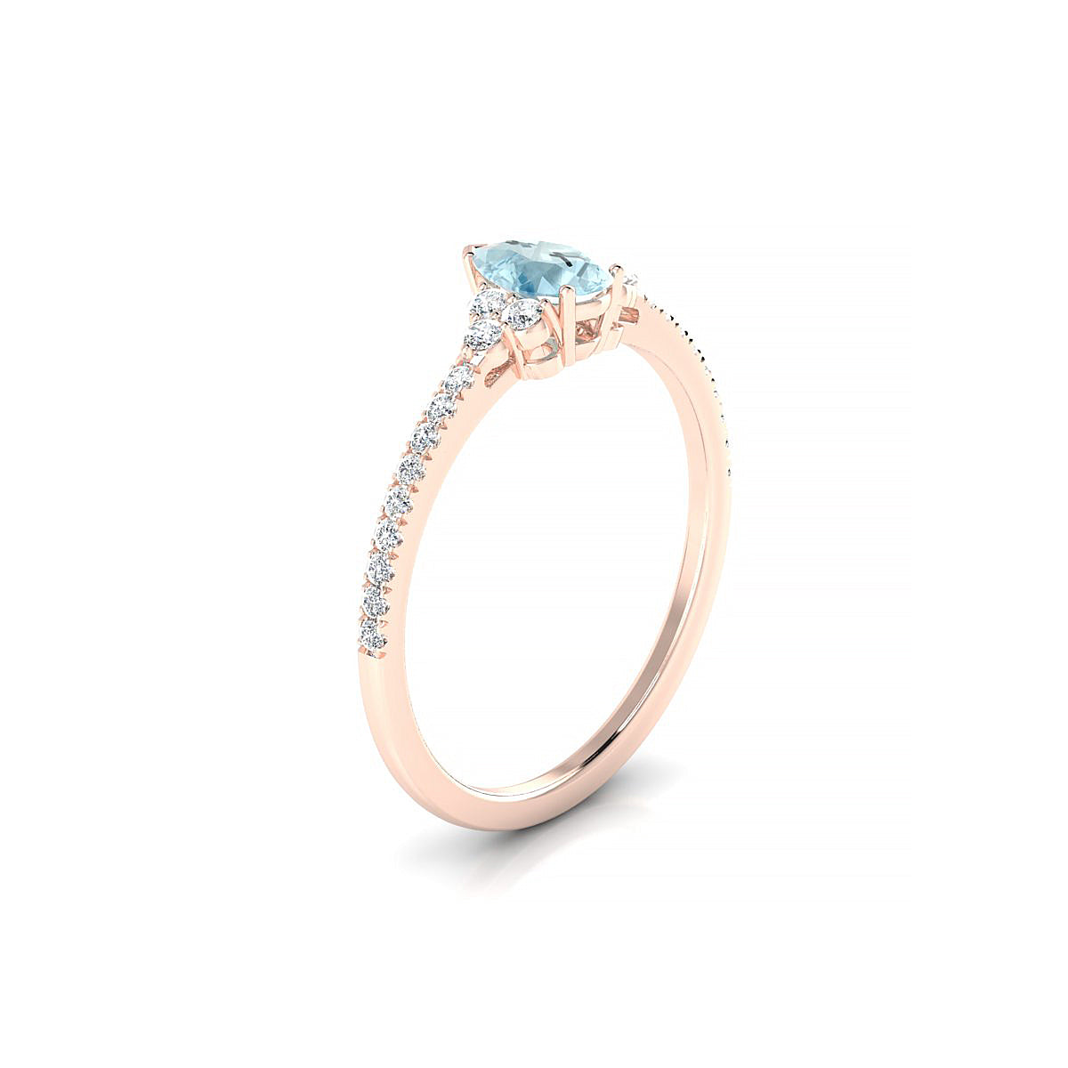 Reverie | 18k Rose Gold 6 x 4 mm Pear Aquamarine Ring