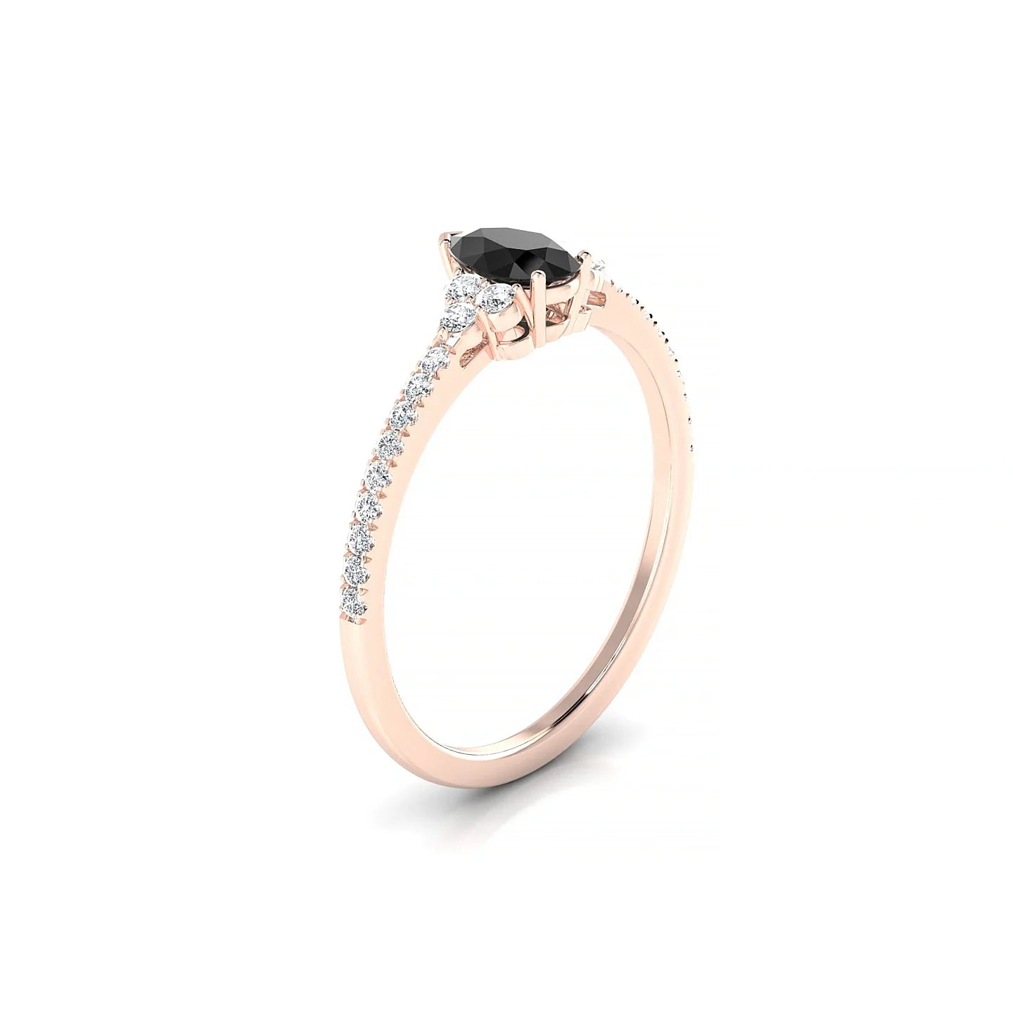 Reverie | 18k Rose Gold 6 x 4 mm Pear Black Diamond Ring