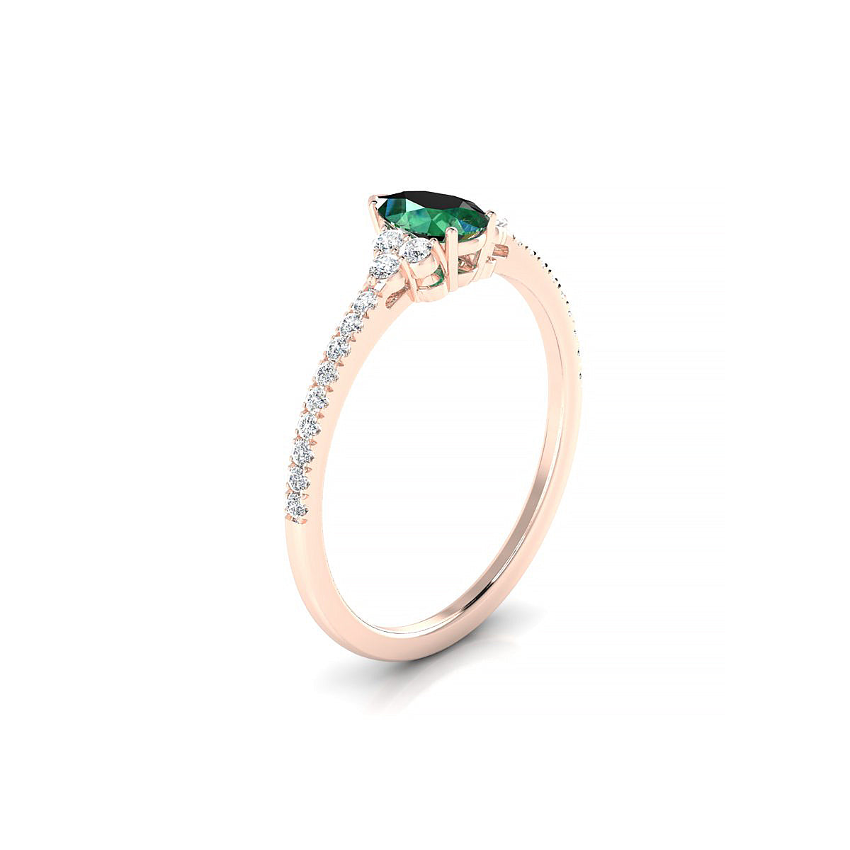Reverie | 18k Rose Gold 6 x 4 mm Pear Emerald Ring