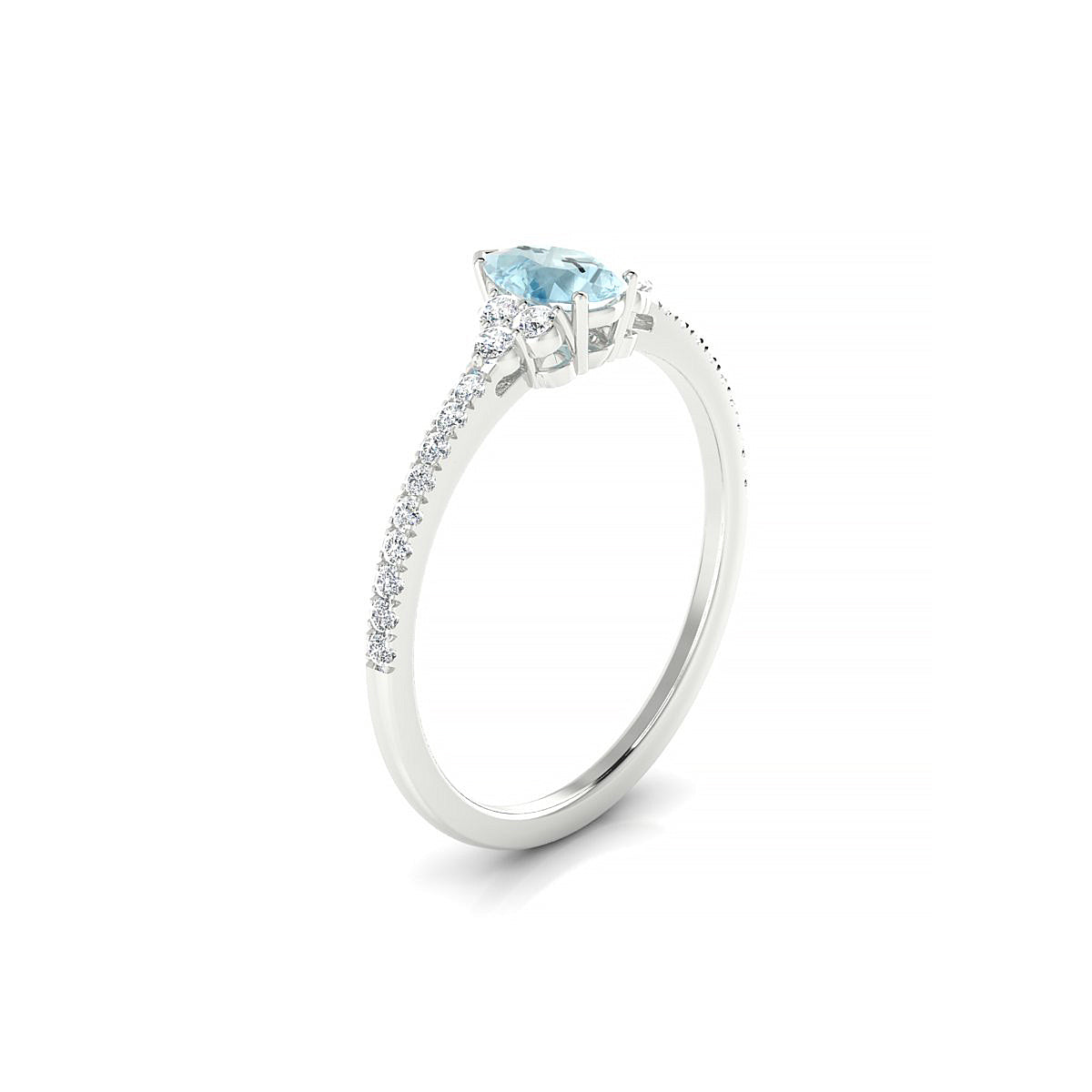 Reverie | 18k White Gold 6 x 4 mm Pear Aquamarine Ring