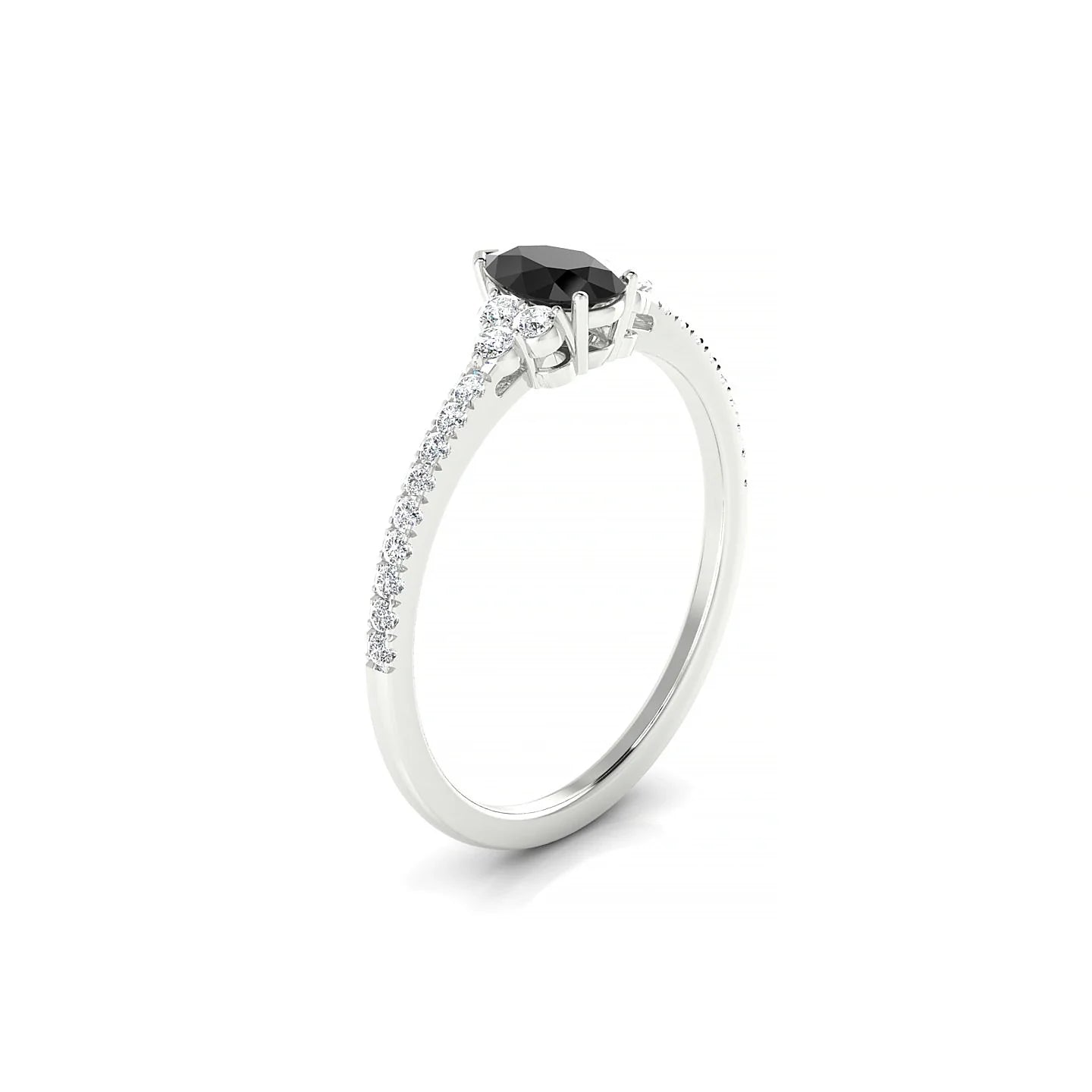Reverie | 18k White Gold 6 x 4 mm Pear Black Diamond Ring