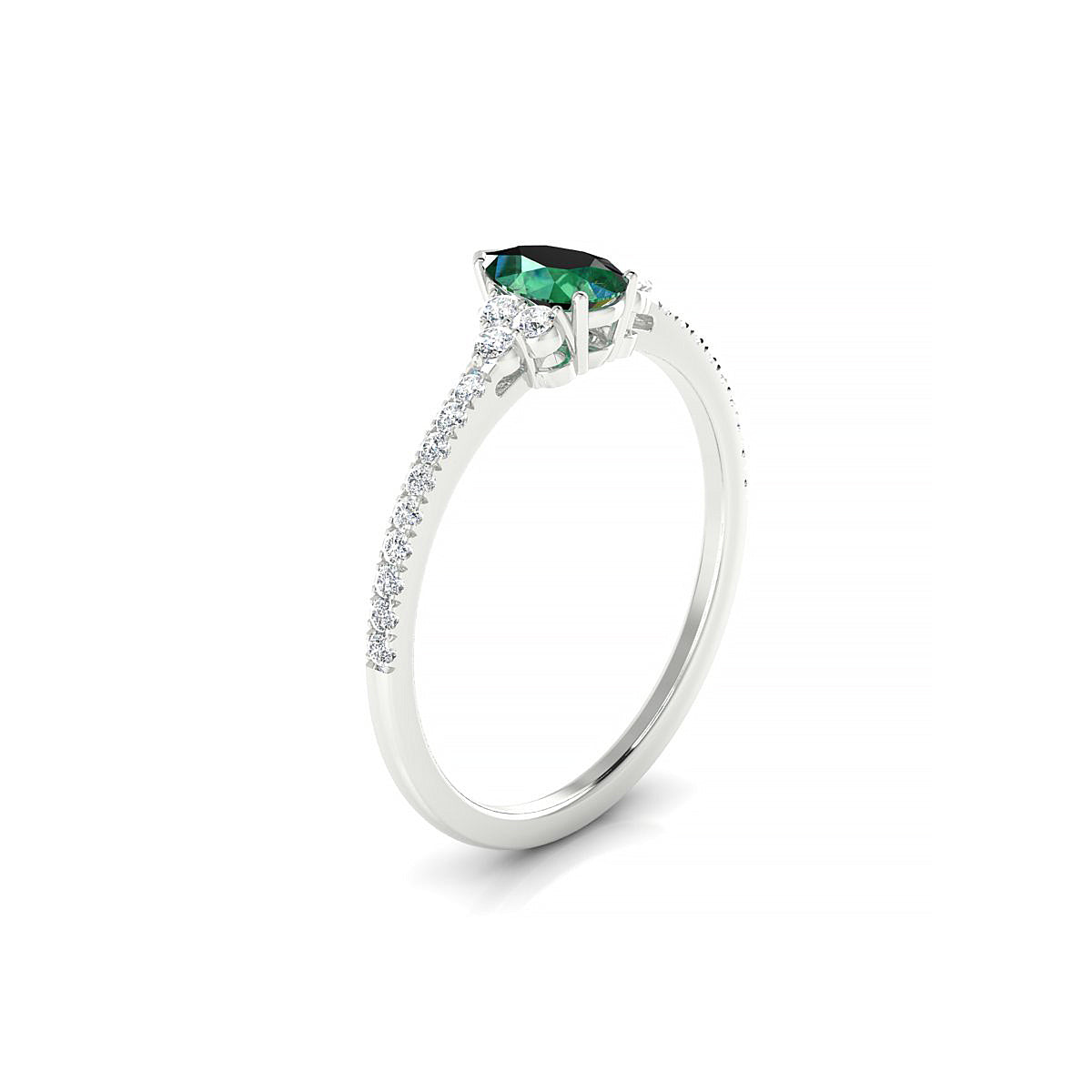 Reverie | 18k White Gold 6 x 4 mm Pear Emerald Ring