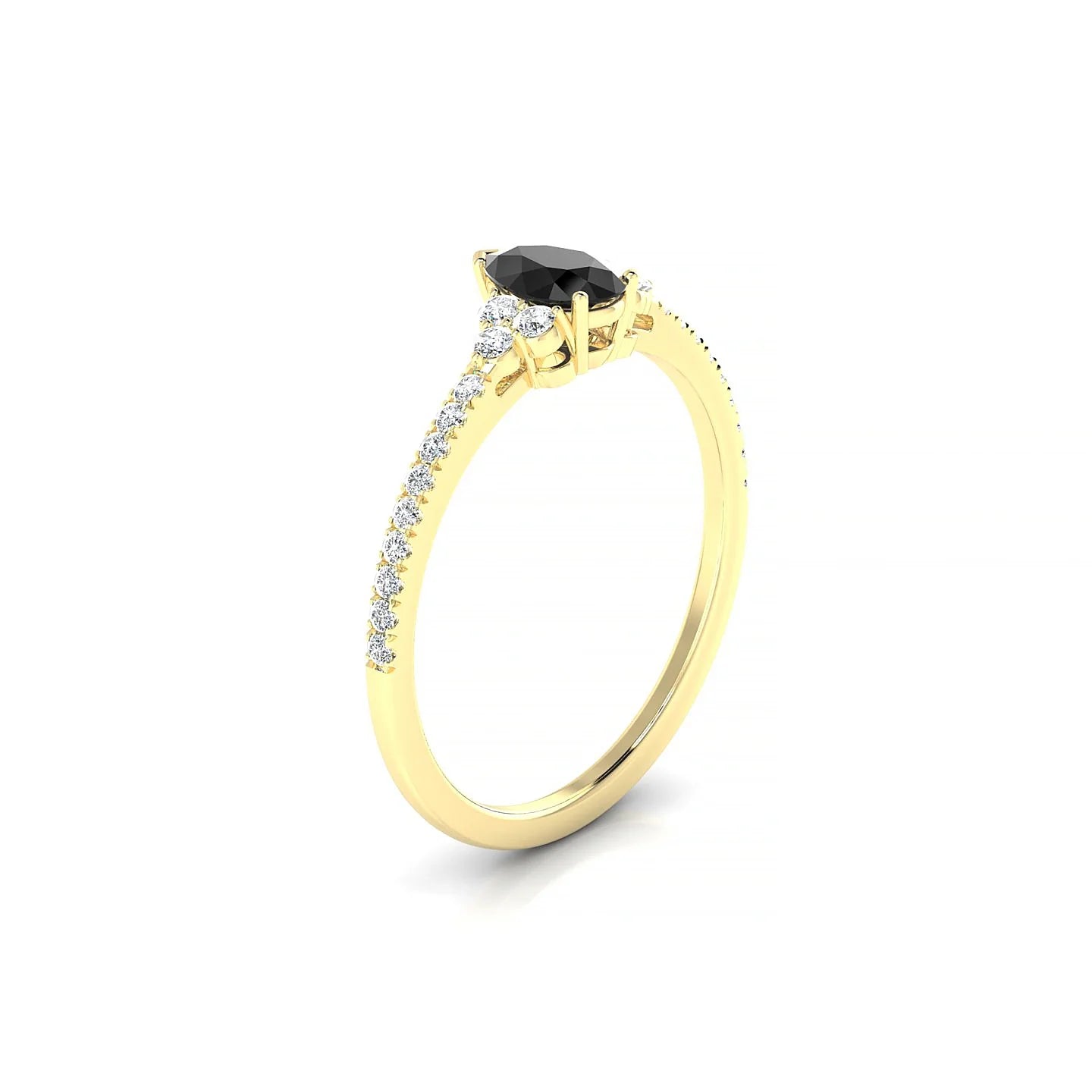 Reverie | 18k Yellow Gold 6 x 4 mm Pear Black Diamond Ring