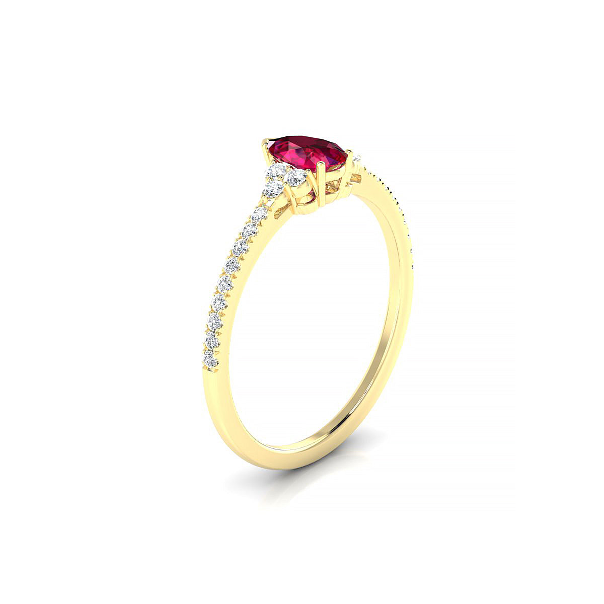 Reverie | 18k Yellow Gold 6 x 4 mm Pear Ruby Ring