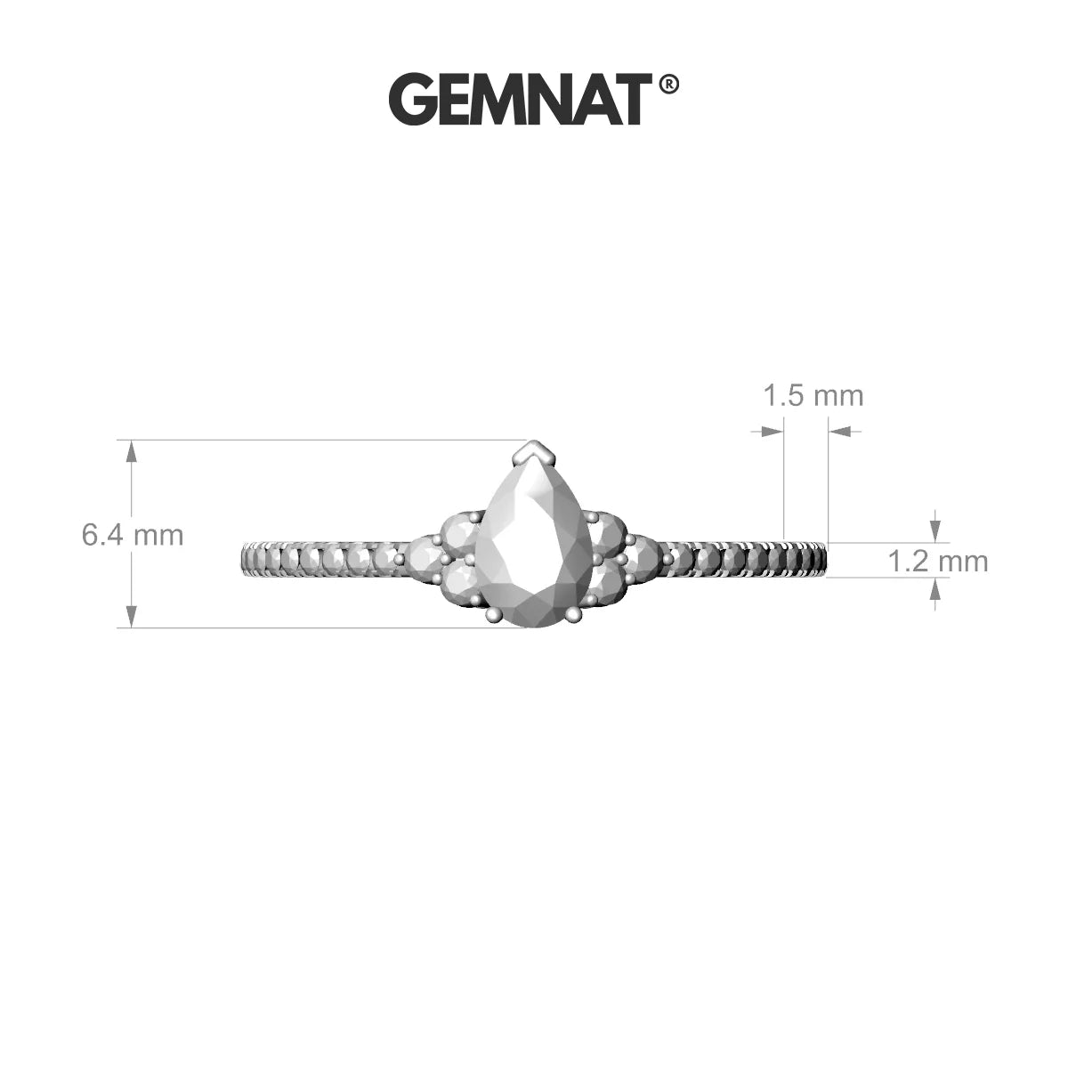 Reverie | 18k White Gold 6 x 4 mm Pear Rhodolite Ring