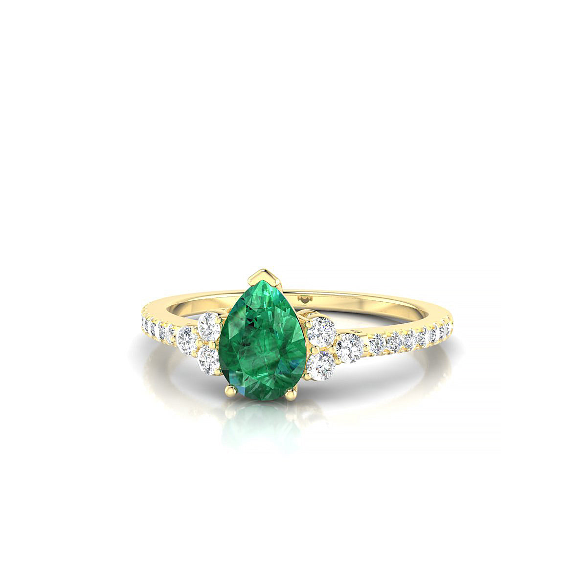 Reverie | 18k Yellow Gold 7 x 5 mm Pear Emerald Ring