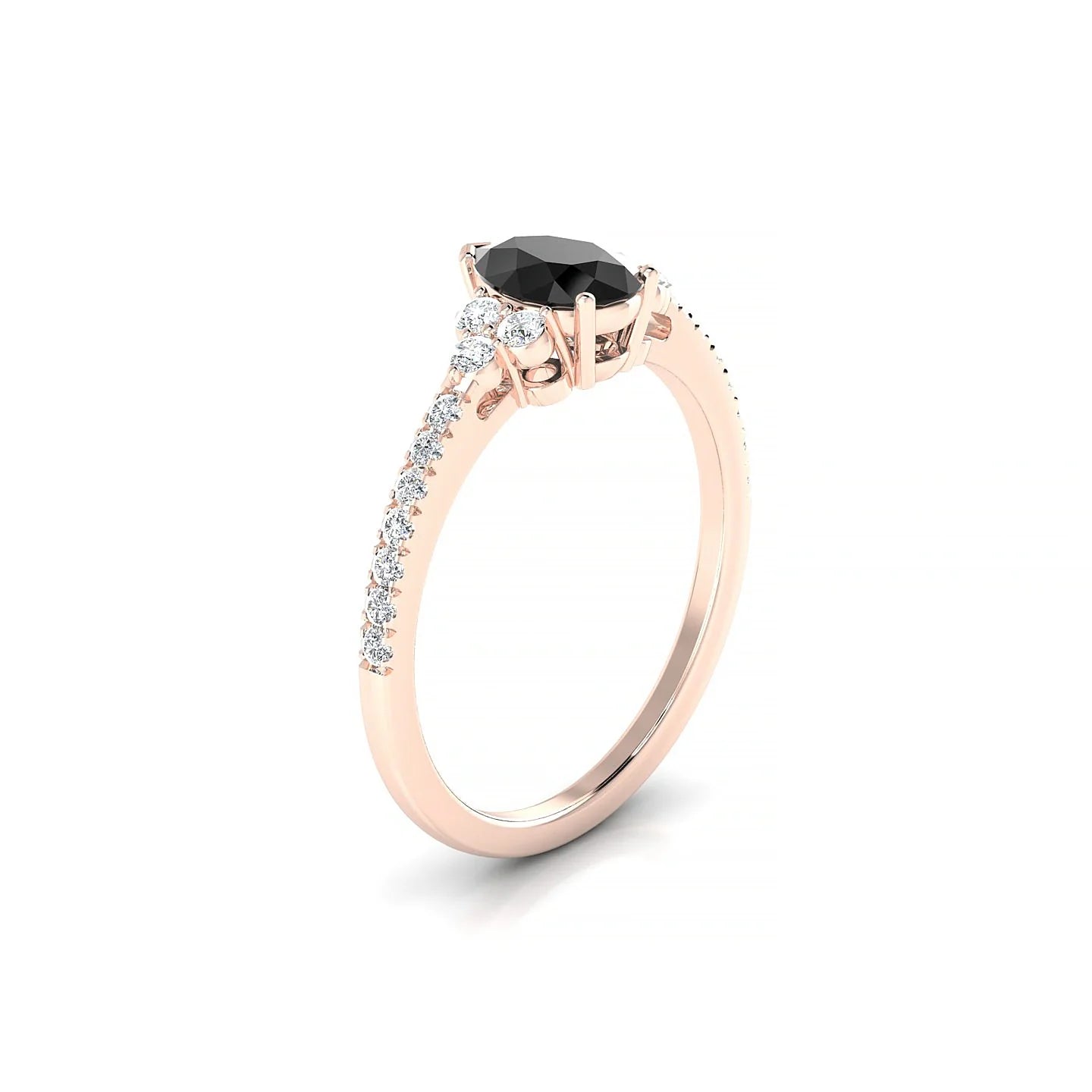 Reverie | 18k Rose Gold 7 x 5 mm Pear Black Diamond Ring