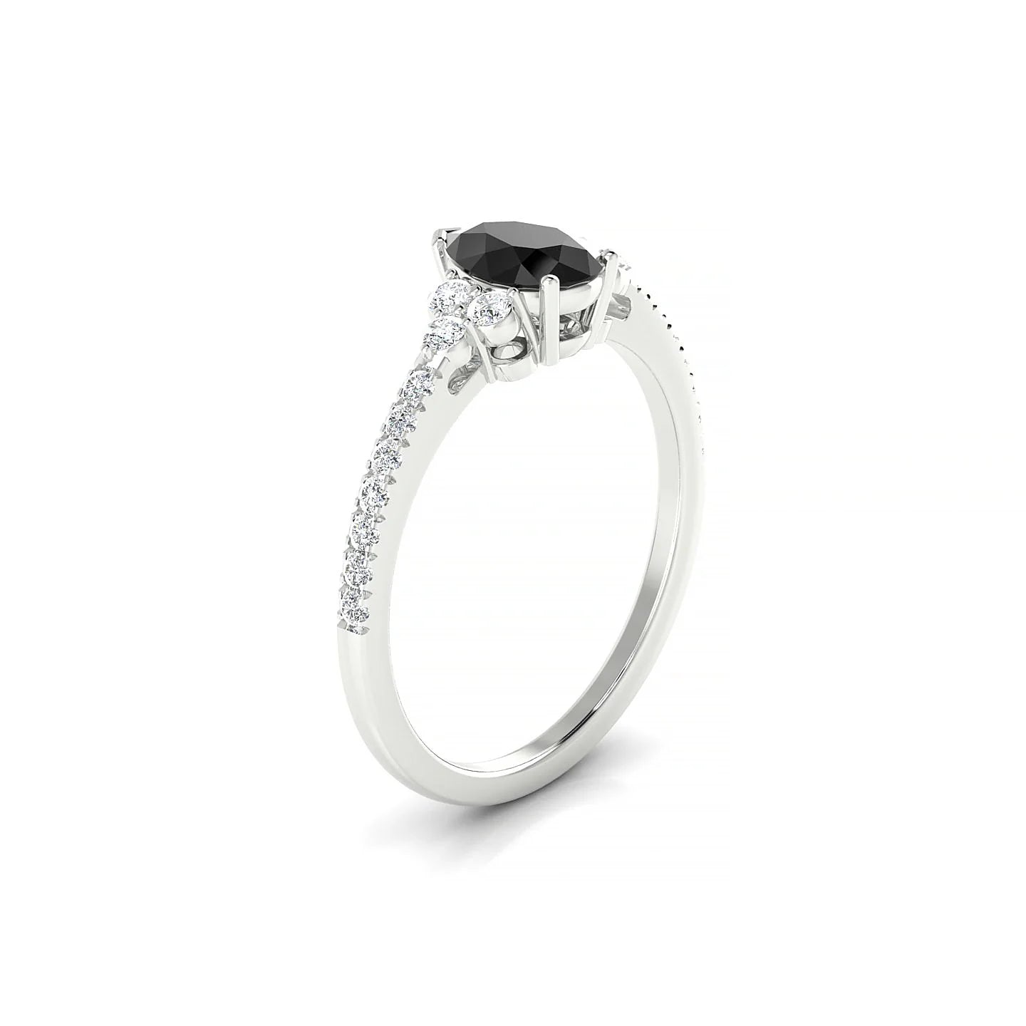 Reverie | 18k White Gold 7 x 5 mm Pear Black Diamond Ring