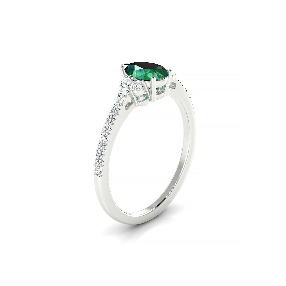 Reverie | 18k White Gold 7 x 5 mm Pear Emerald Ring
