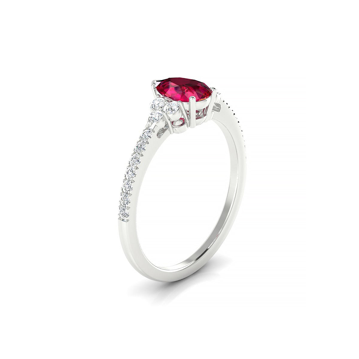 Reverie | 18k White Gold 7 x 5 mm Pear Ruby Ring