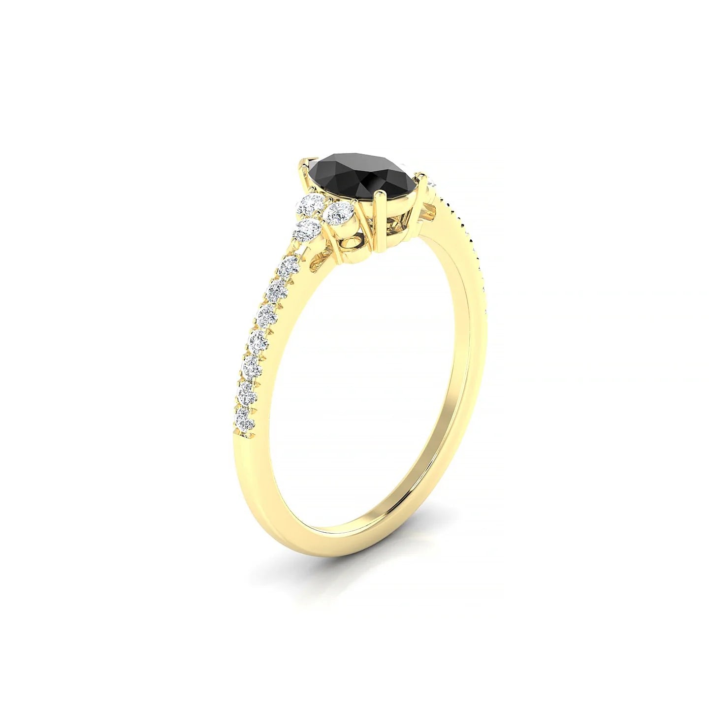Reverie | 18k Yellow Gold 7 x 5 mm Pear Black Diamond Ring