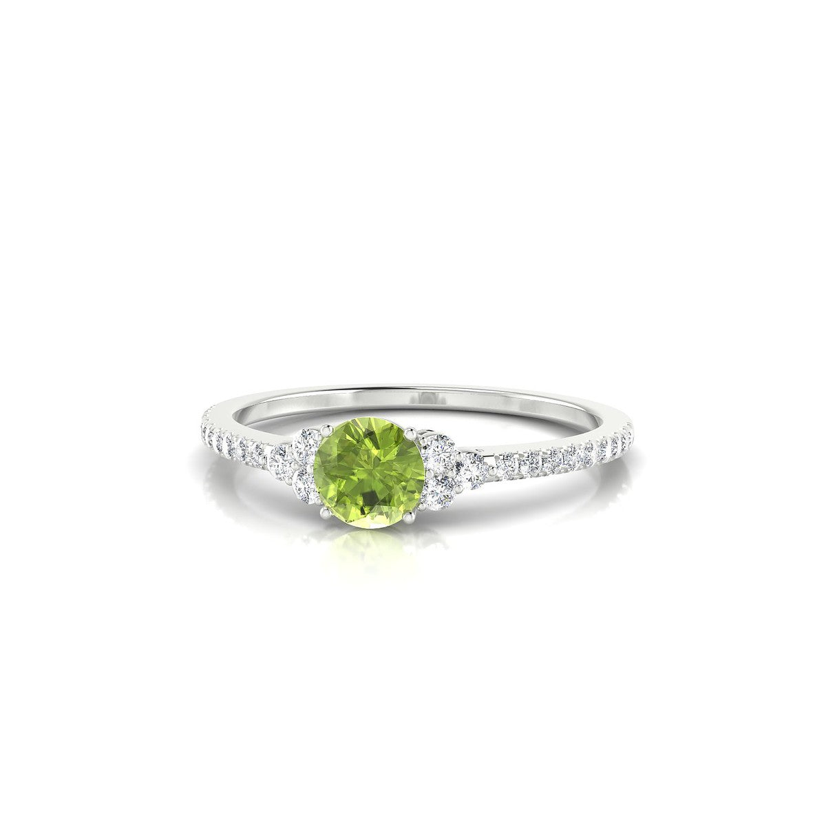 Reverie | 18k White Gold 4.5 mm Round Peridot Ring