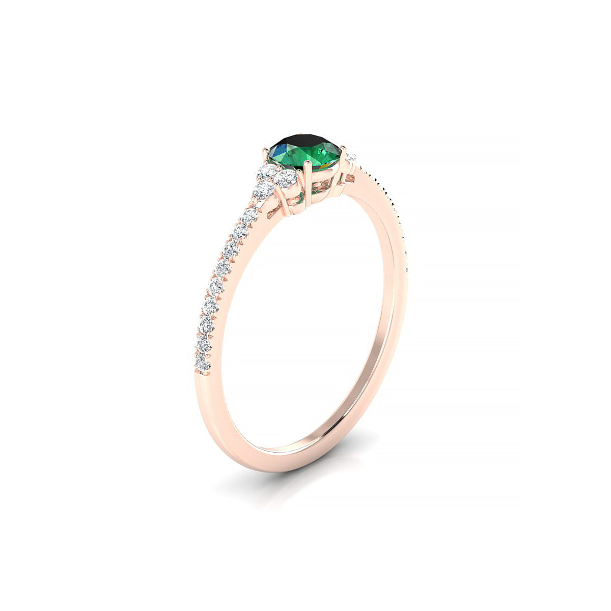 Reverie | 18k Rose Gold 4.5 mm Round Emerald Ring