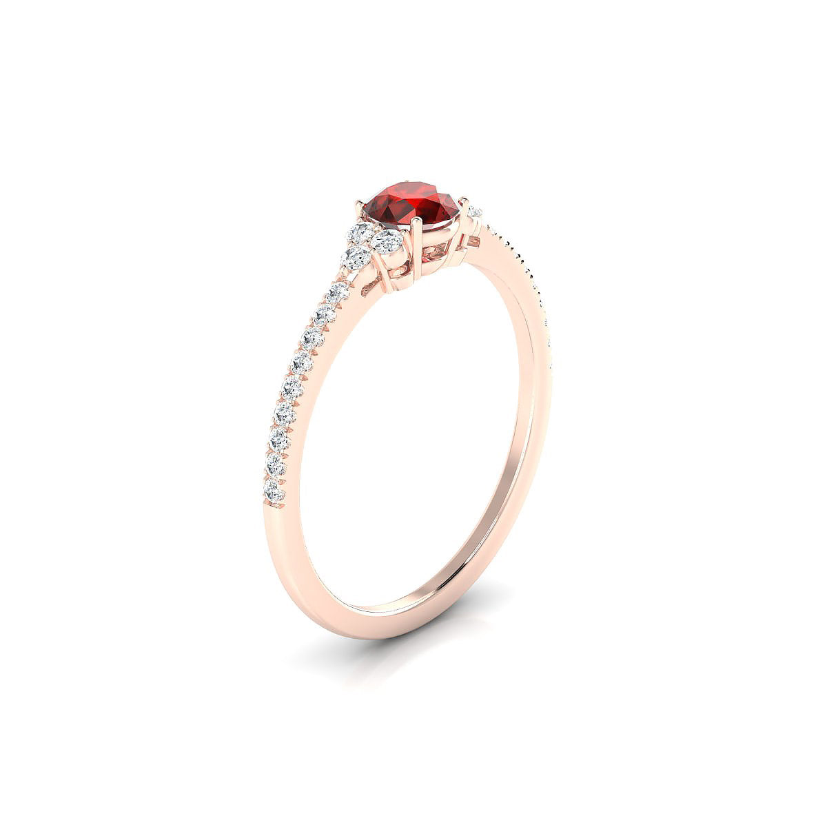 Reverie | 18k Rose Gold 4.5 mm Round Garnet Ring