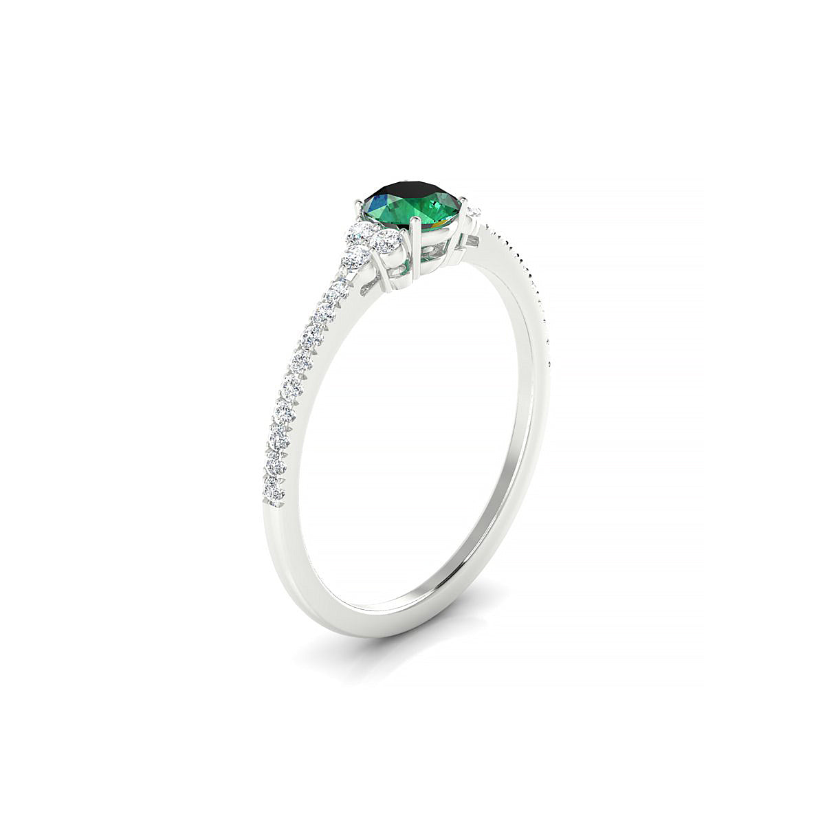 Reverie | 18k White Gold 4.5 mm Round Emerald Ring