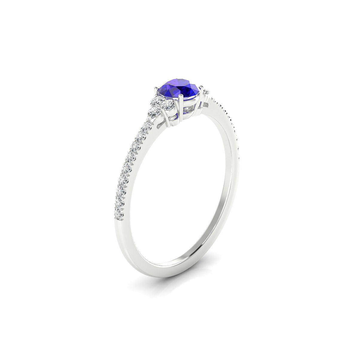 Reverie | 18k White Gold 4.5 mm Round Tanzanite Ring