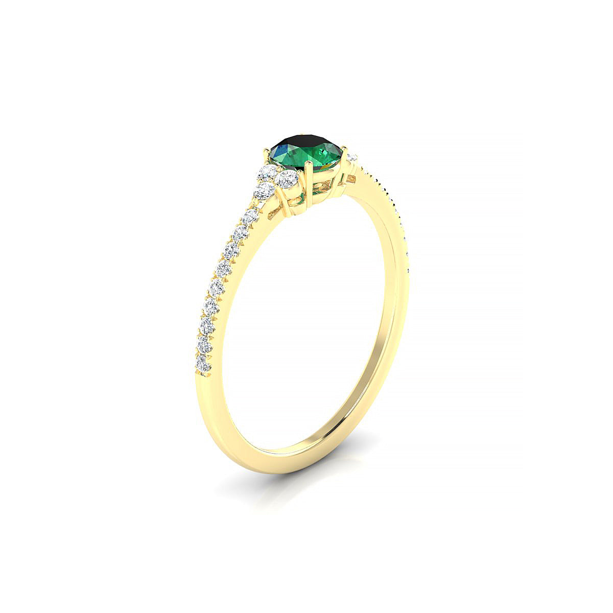 Reverie | 18k Yellow Gold 4.5 mm Round Emerald Ring