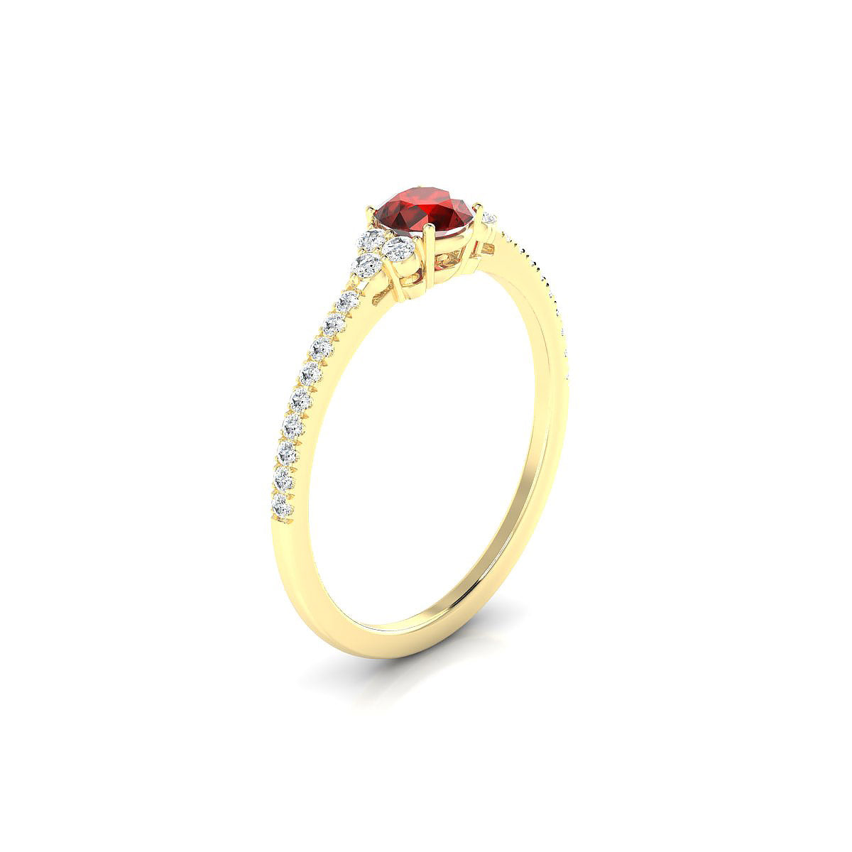 Reverie | 18k Yellow Gold 4.5 mm Round Garnet Ring