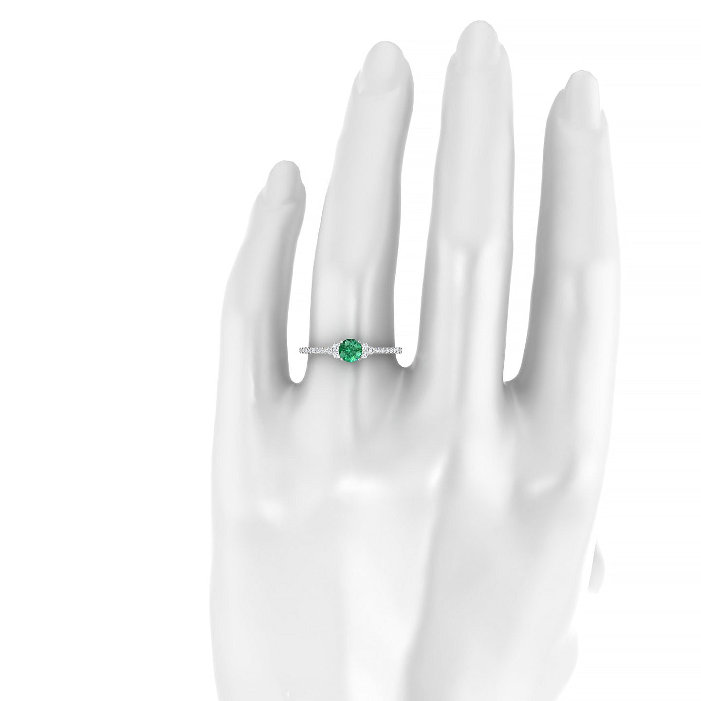 Reverie | 18k White Gold 4.5 mm Round Emerald Ring