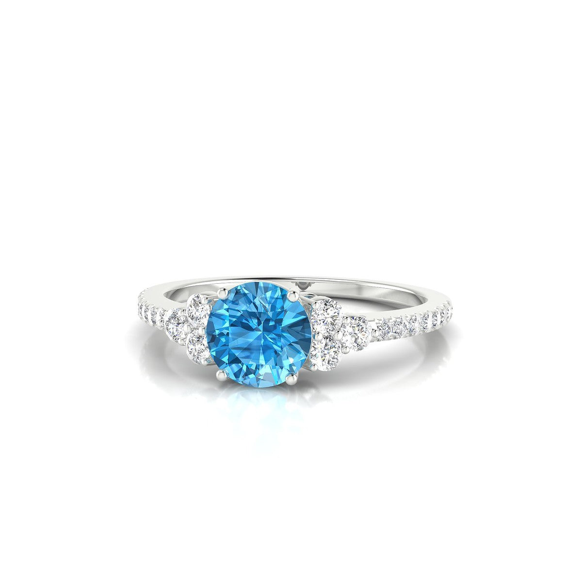 Reverie | 18k White Gold 6 mm Round Topaz Ring