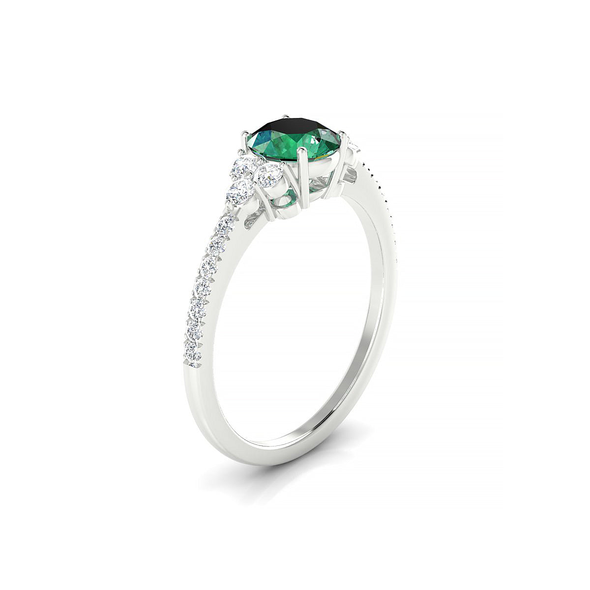 Reverie | 18k White Gold 6 mm Round Emerald Ring