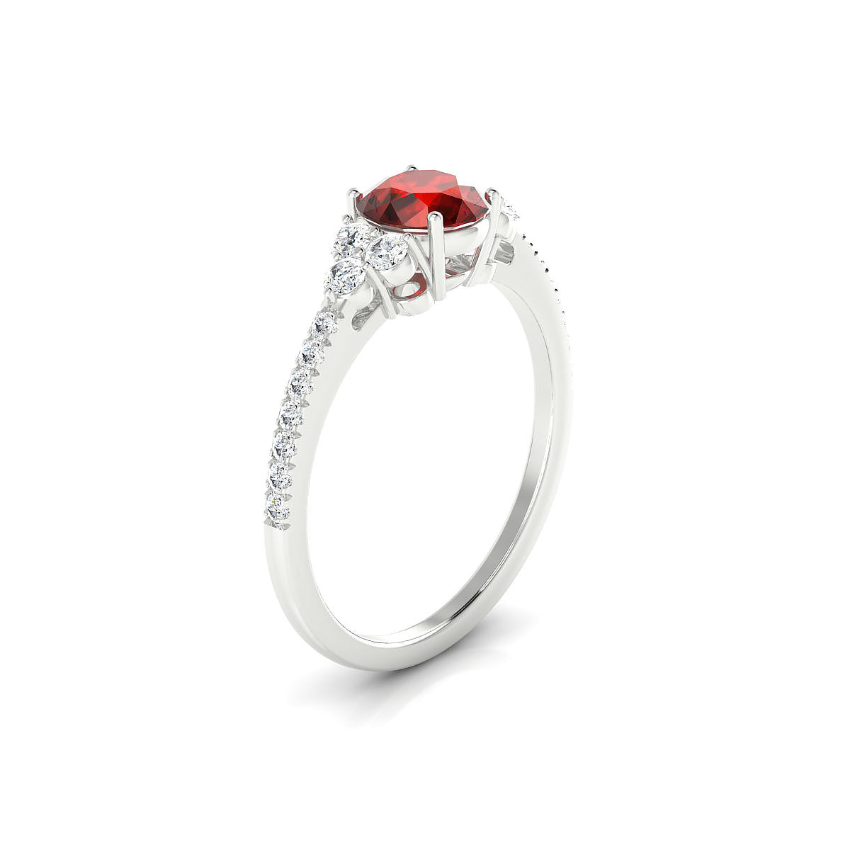 Reverie | 18k White Gold 6 mm Round Garnet Ring