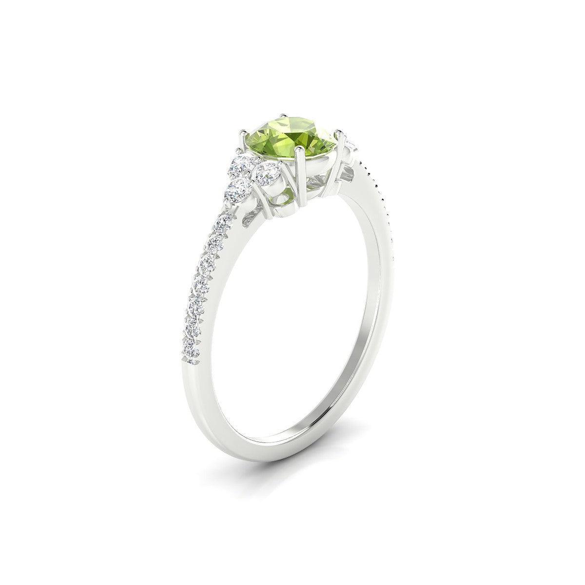 Reverie | 18k White Gold 6 mm Round Peridot Ring