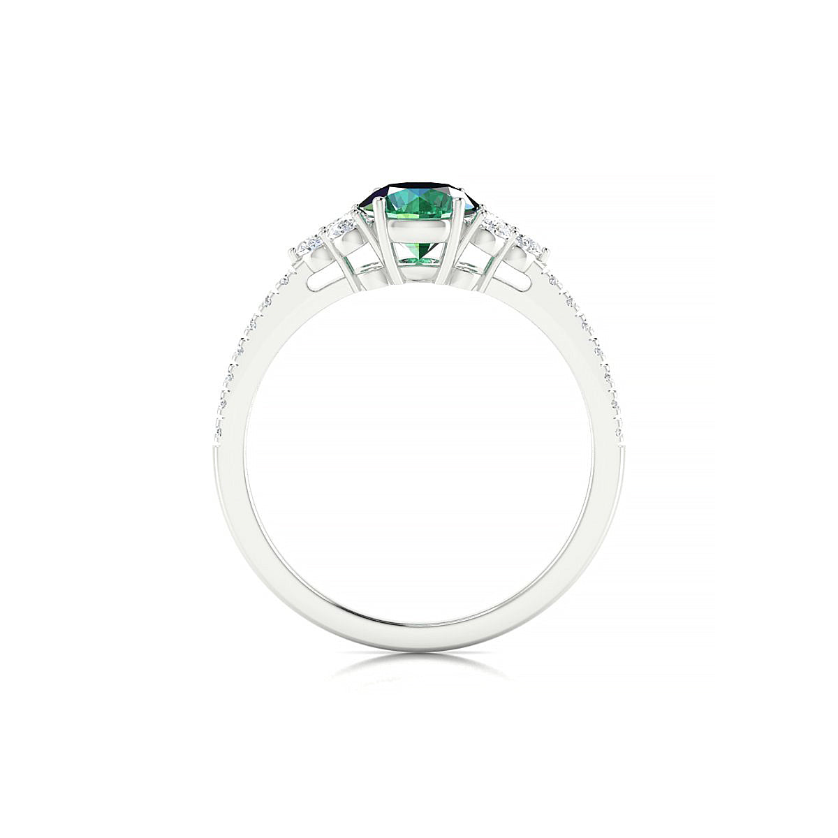 Reverie | 18k White Gold 6 mm Round Emerald Ring
