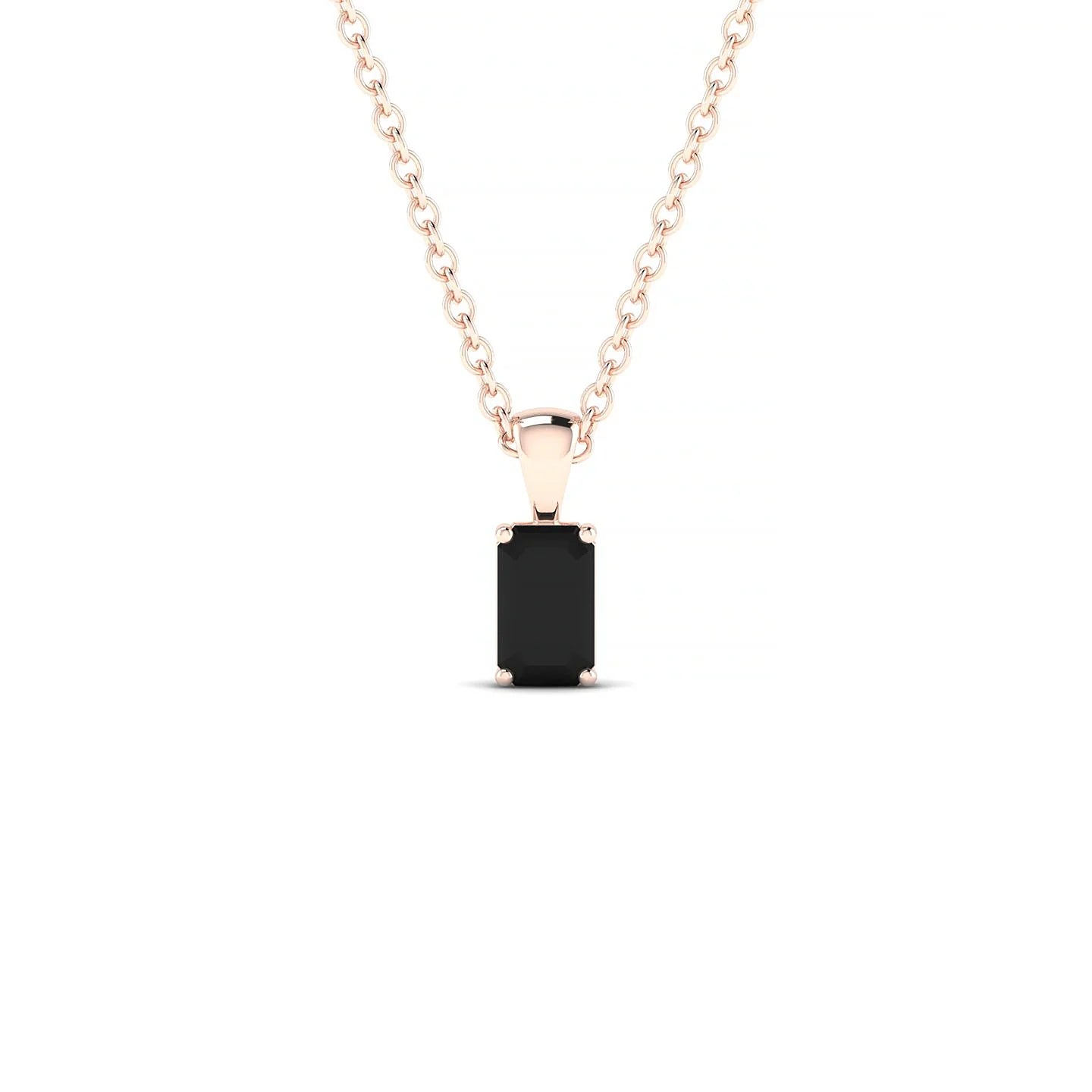 Reverse | 18k Rose Gold 5 x 3 mm Emerald Black Diamond Pendant