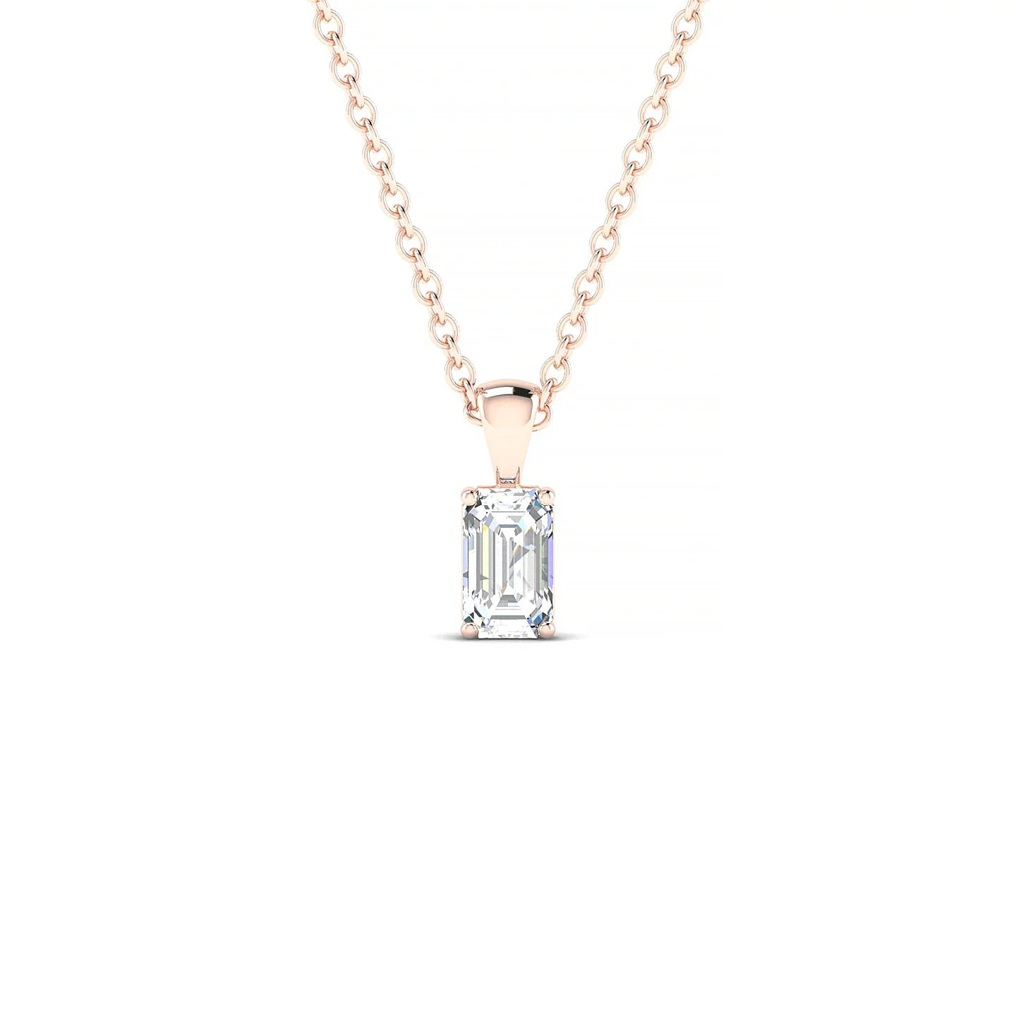 Reverse | 18k Rose Gold 5 x 3 mm Emerald Diamond Pendant
