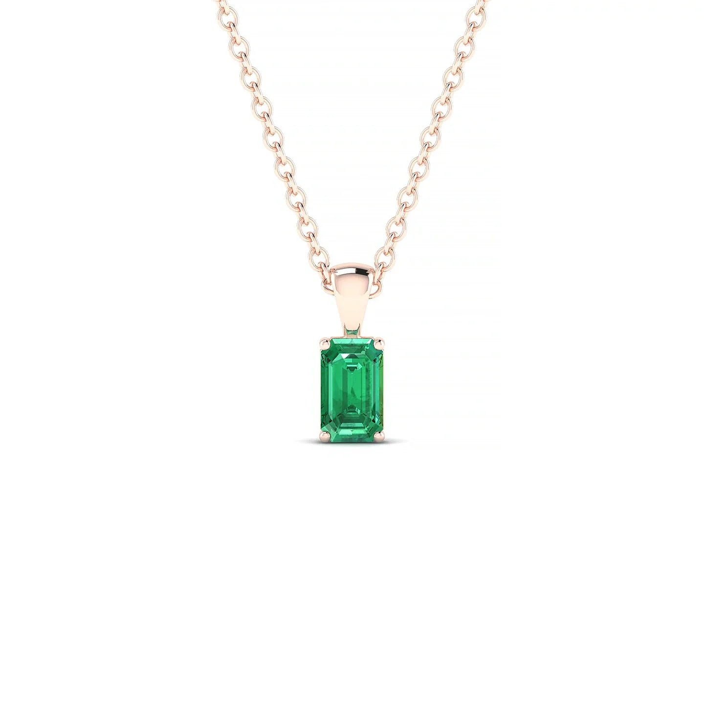 Reverse | 18k Rose Gold 5 x 3 mm Emerald Emerald Pendant