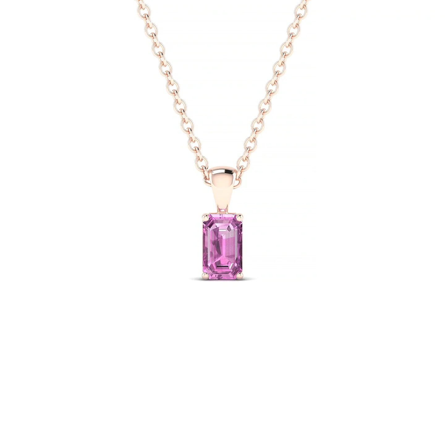 Reverse | 18k Rose Gold 5 x 3 mm Emerald Pink Sapphire Pendant