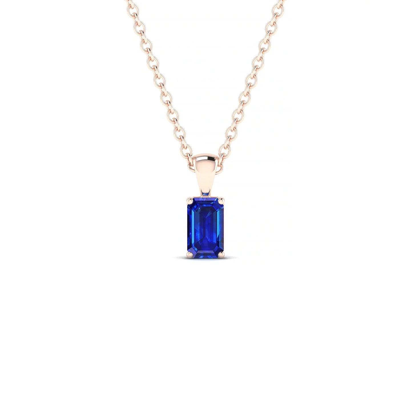 Reverse | 18k Rose Gold 5 x 3 mm Emerald Sapphire Pendant