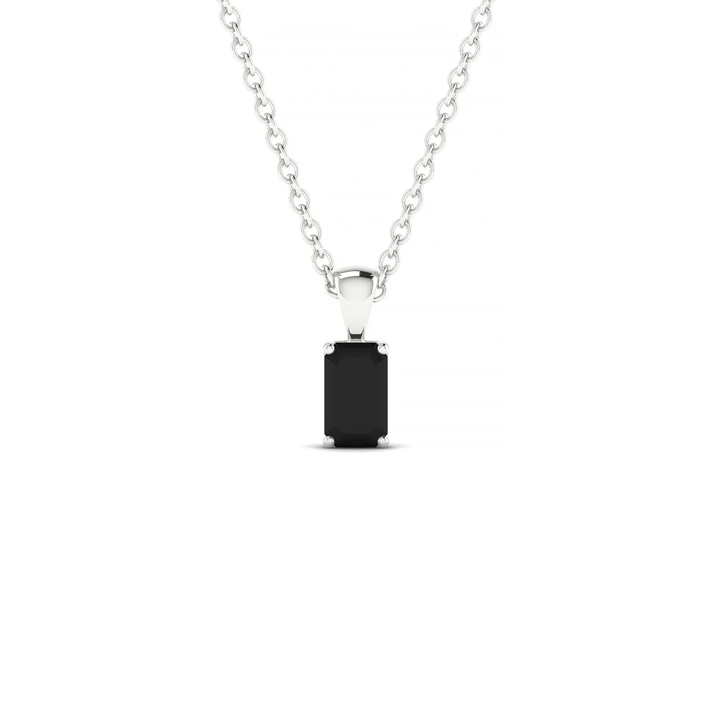 Reverse | 18k White Gold 5 x 3 mm Emerald Black Diamond Pendant