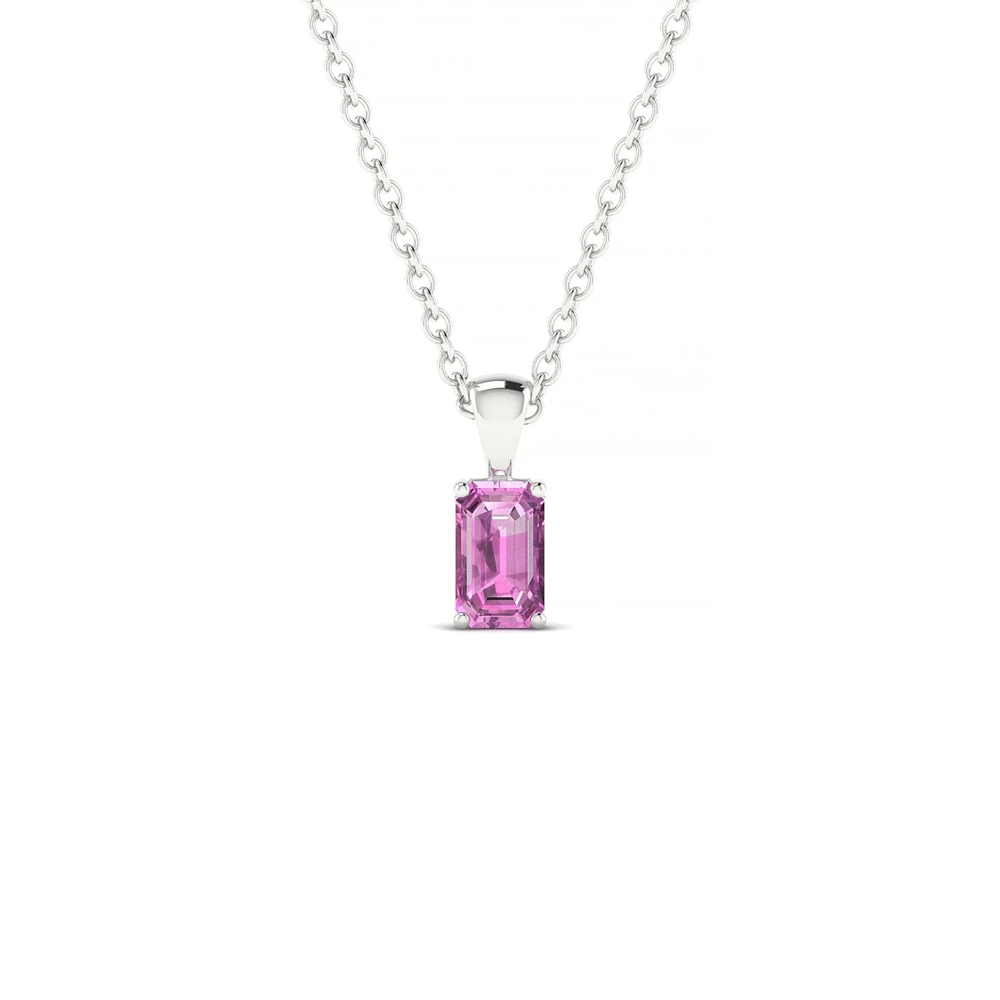 Reverse | 18k White Gold 5 x 3 mm Emerald Pink Sapphire Pendant