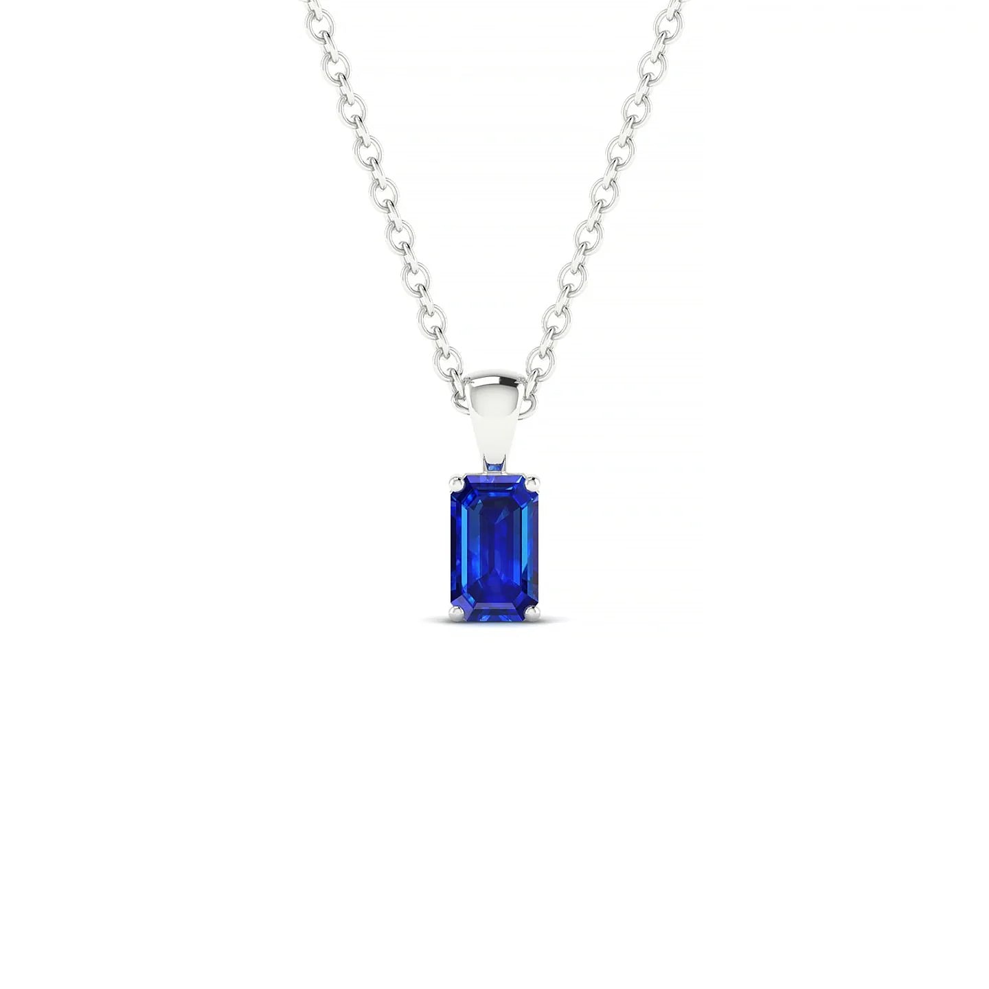 Reverse | 18k White Gold 5 x 3 mm Emerald Sapphire Pendant