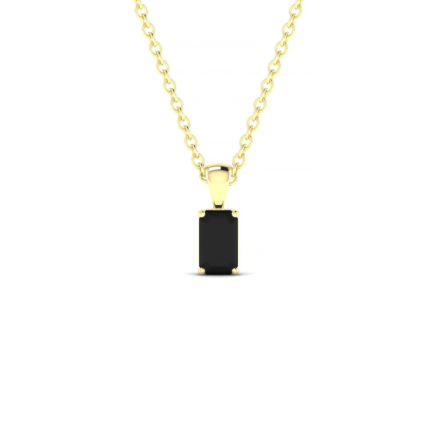 Reverse | 18k Yellow Gold 5 x 3 mm Emerald Black Diamond Pendant