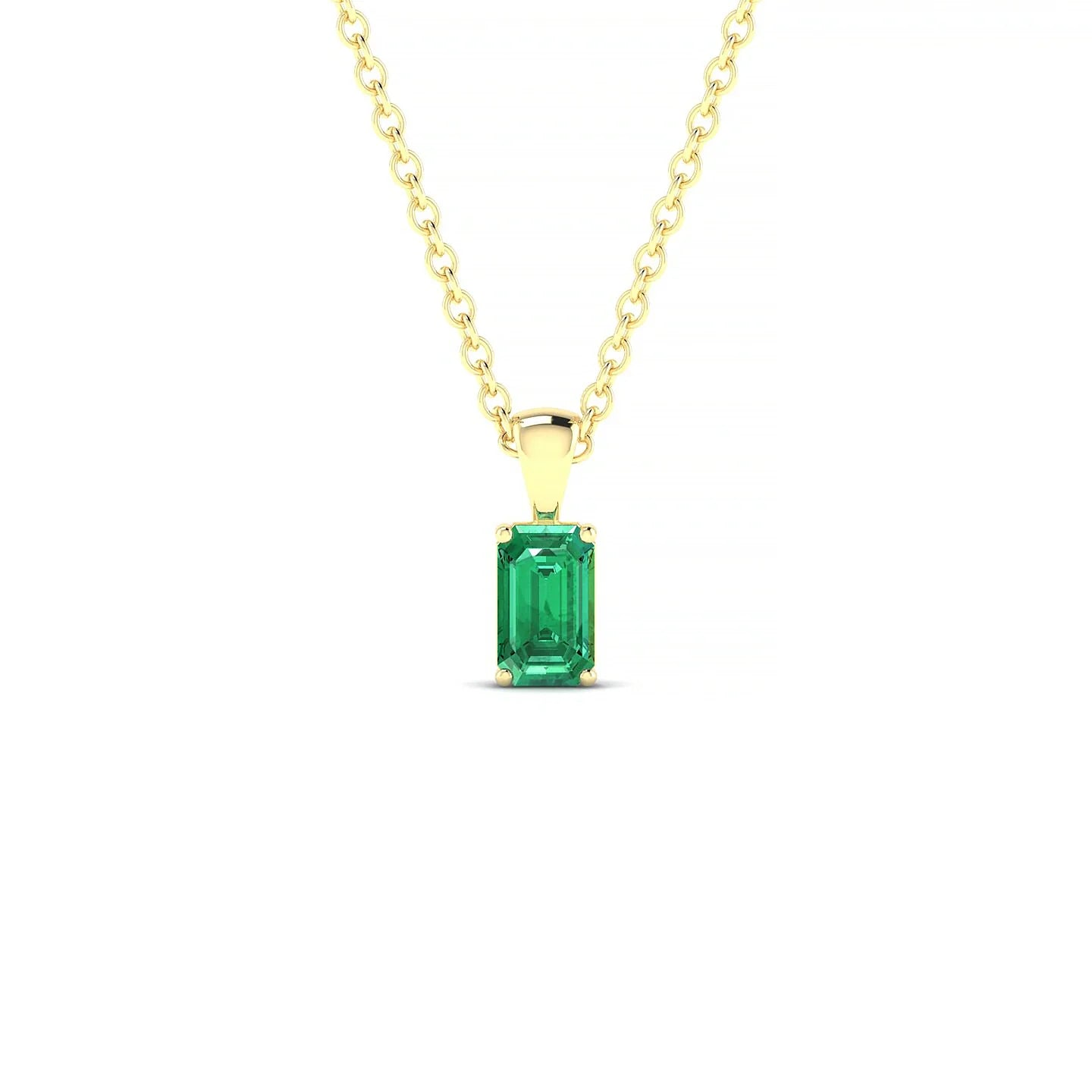 Reverse | 18k Yellow Gold 5 x 3 mm Emerald Emerald Pendant