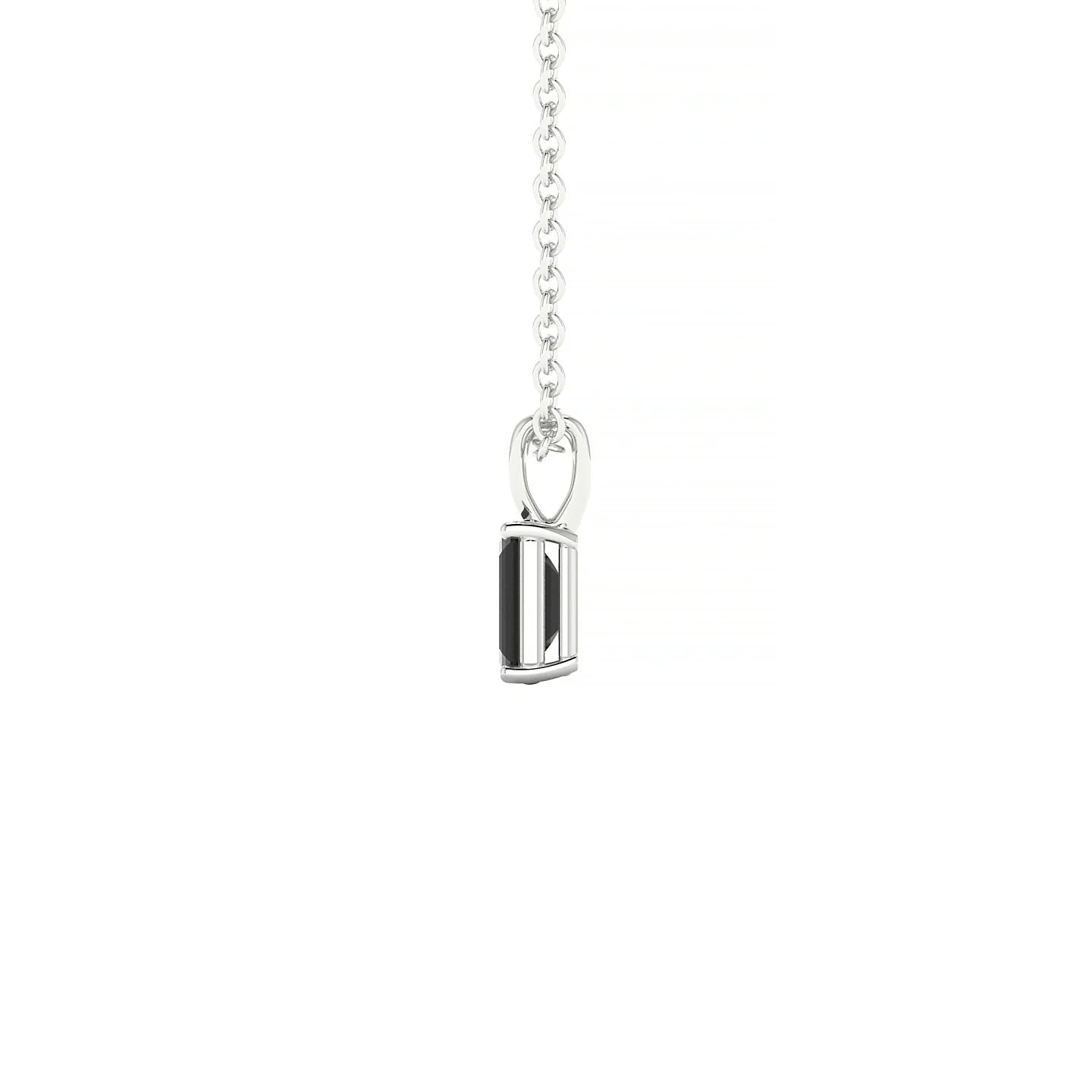 Reverse | 18k White Gold 5 x 3 mm Emerald Black Diamond Pendant