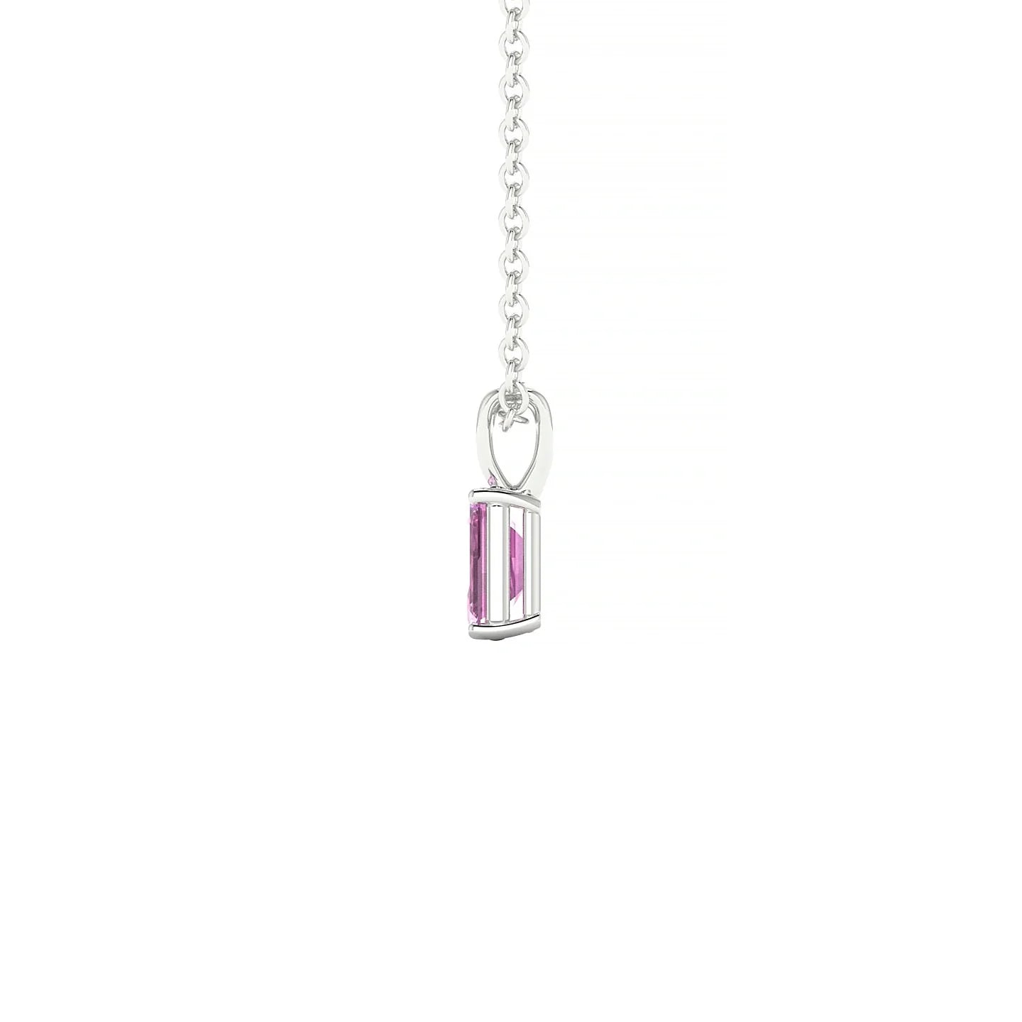 Reverse | 18k White Gold 5 x 3 mm Emerald Pink Sapphire Pendant