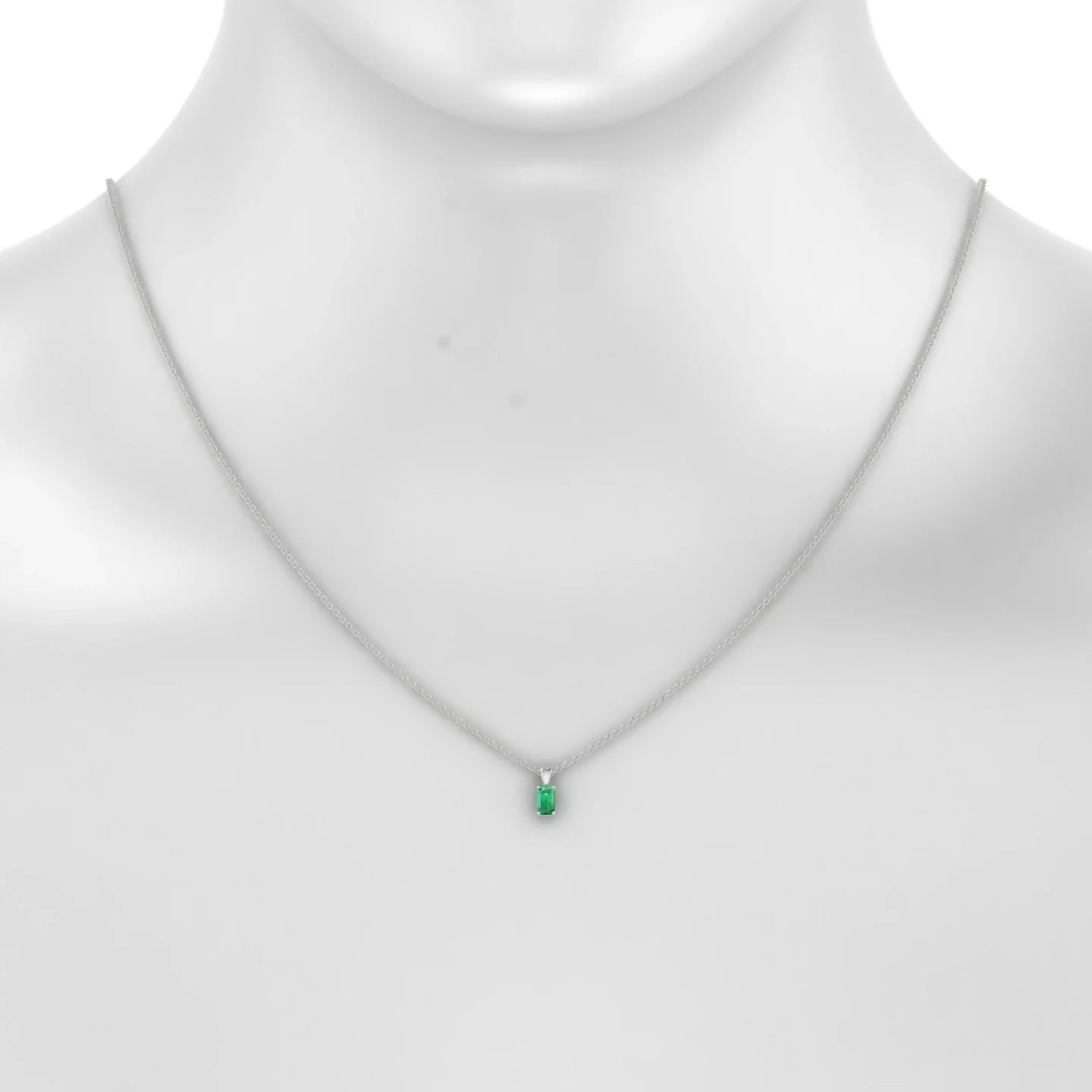 Reverse | 18k White Gold 5 x 3 mm Emerald Emerald Pendant