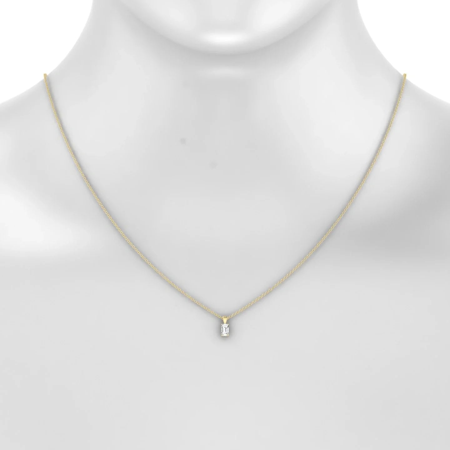 Reverse | 18k Yellow Gold 5 x 3 mm Emerald Diamond Pendant