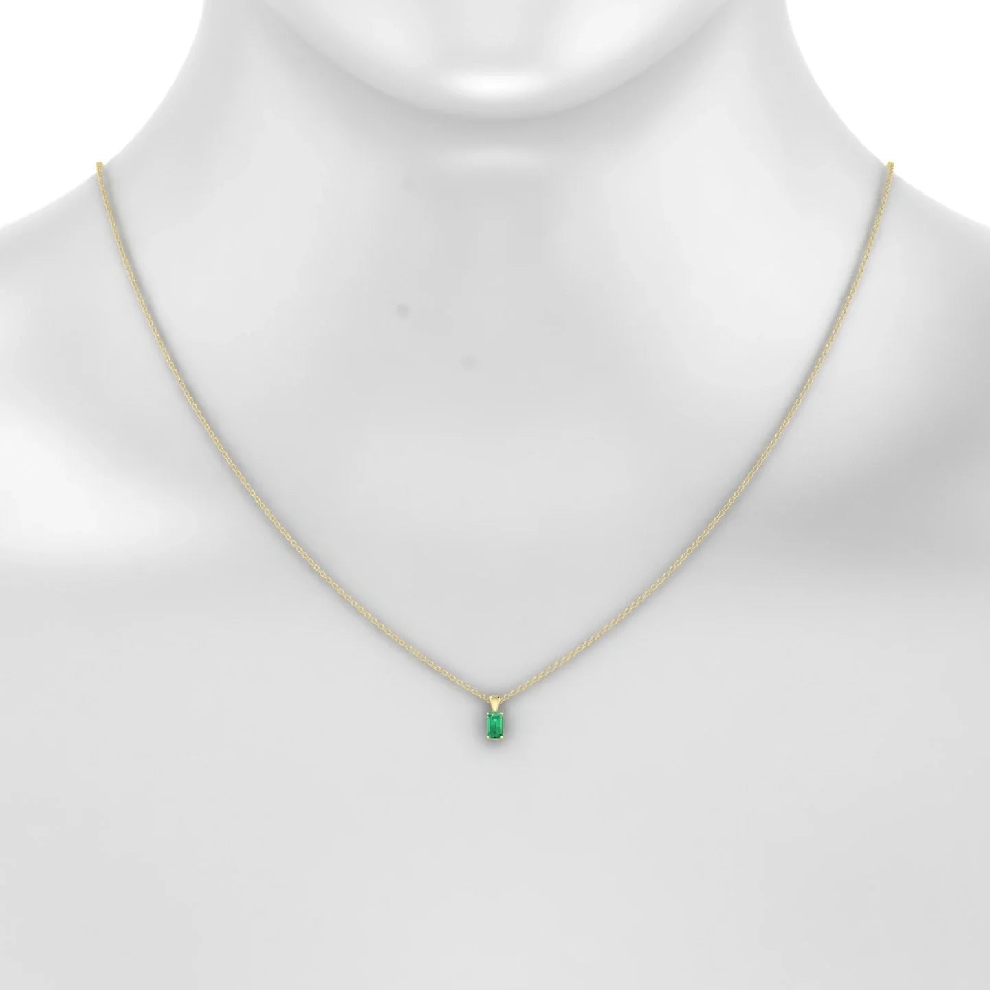 Reverse | 18k Yellow Gold 5 x 3 mm Emerald Emerald Pendant
