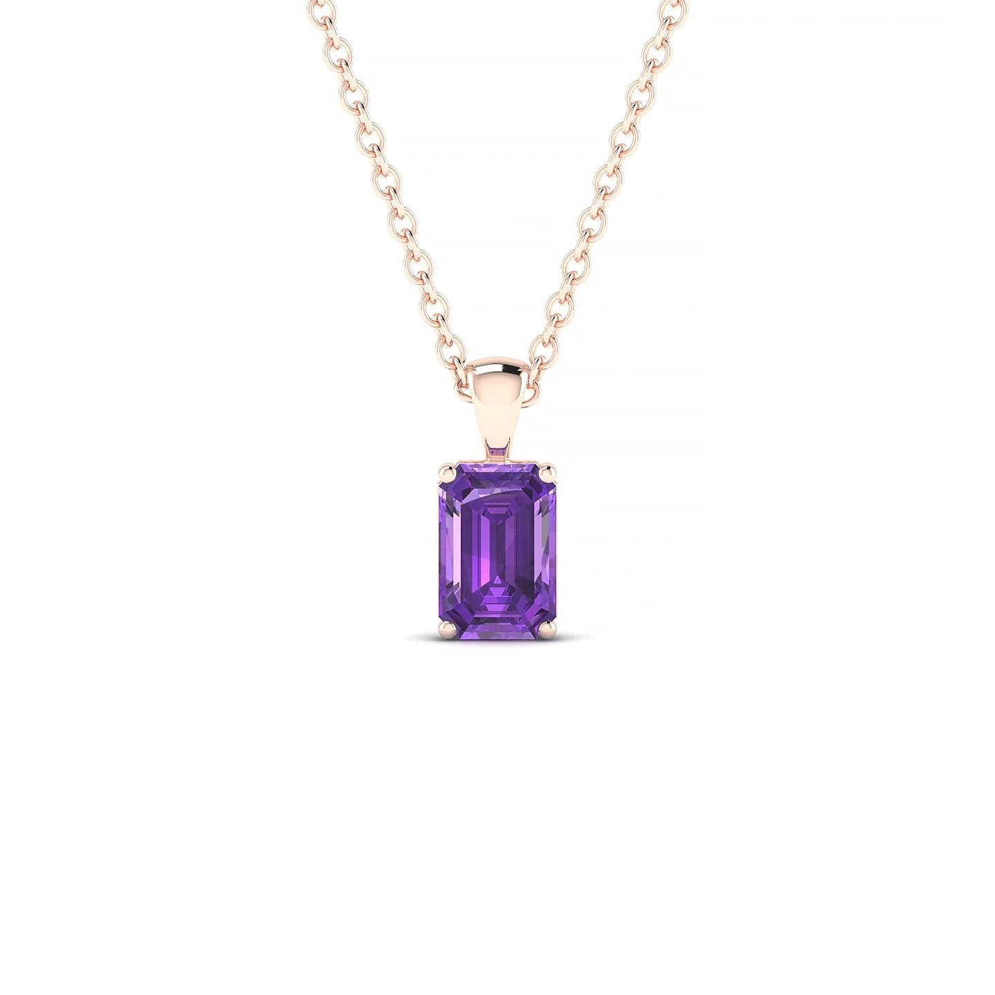 Reverse | 18k Rose Gold 6 x 4 mm Emerald Amethyst Pendant
