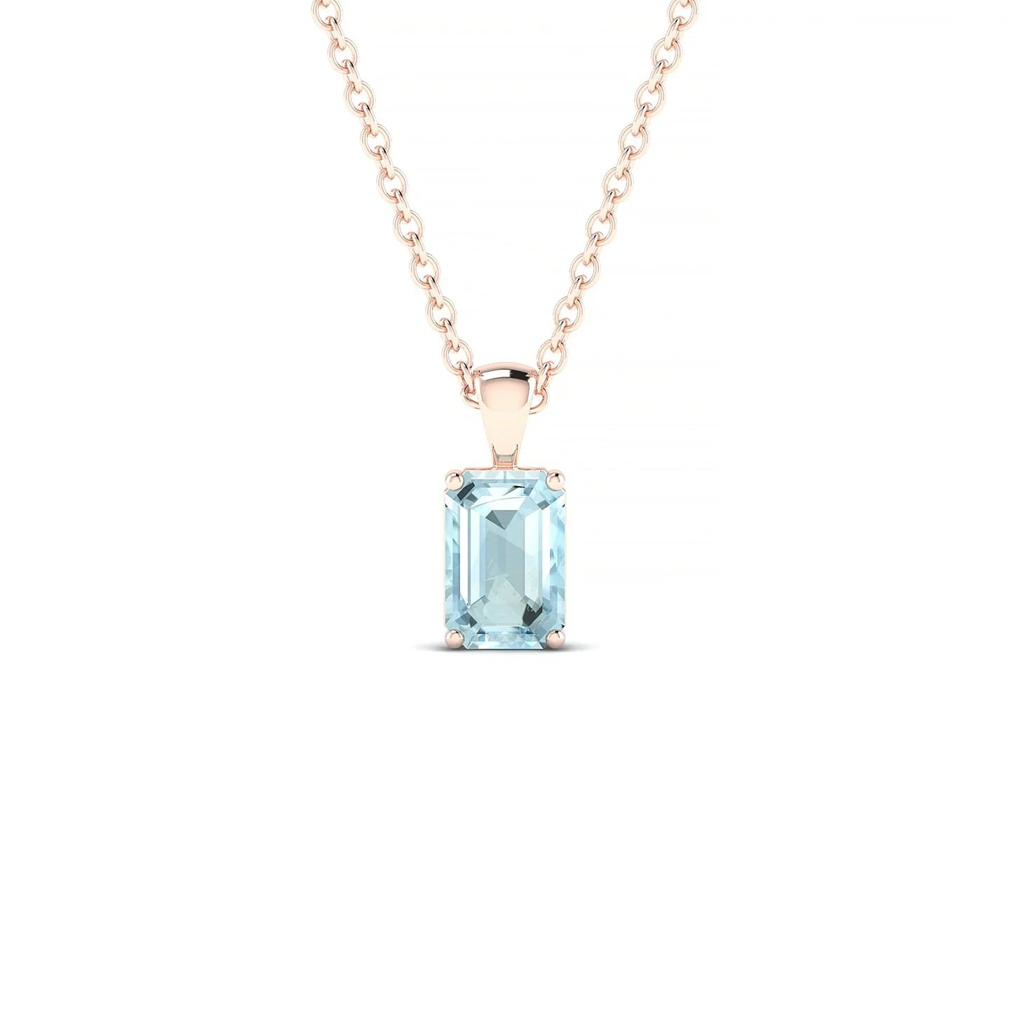 Reverse | 18k Rose Gold 6 x 4 mm Emerald Aquamarine Pendant